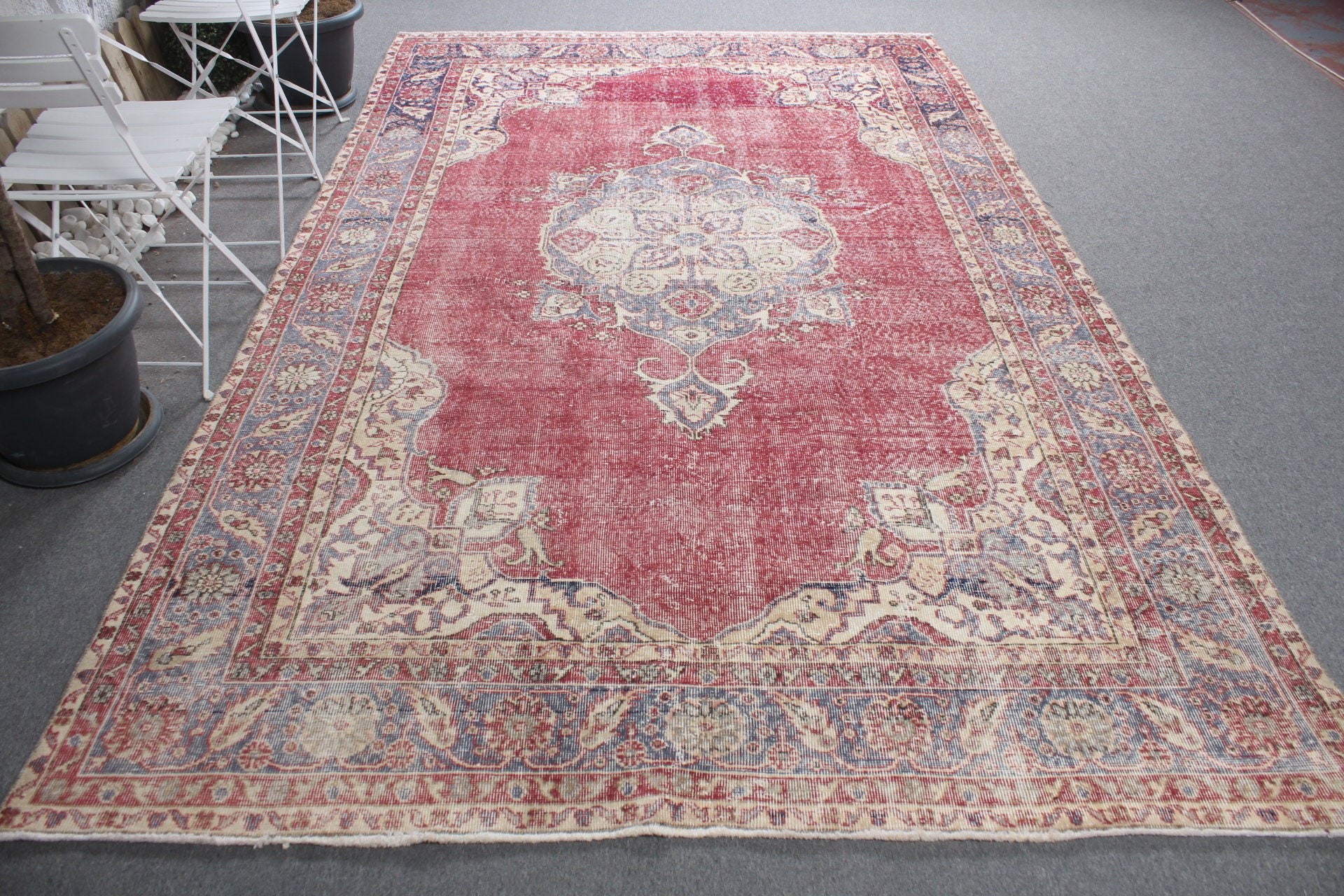 Ev Dekorasyonu Halıları, Oryantal Halı, Vintage Halılar, 6.6x10.9 ft Büyük Boy Halı, Retro Halı, Salon Halıları, Türk Halısı, Pembe Yün Halı, Salon Halısı