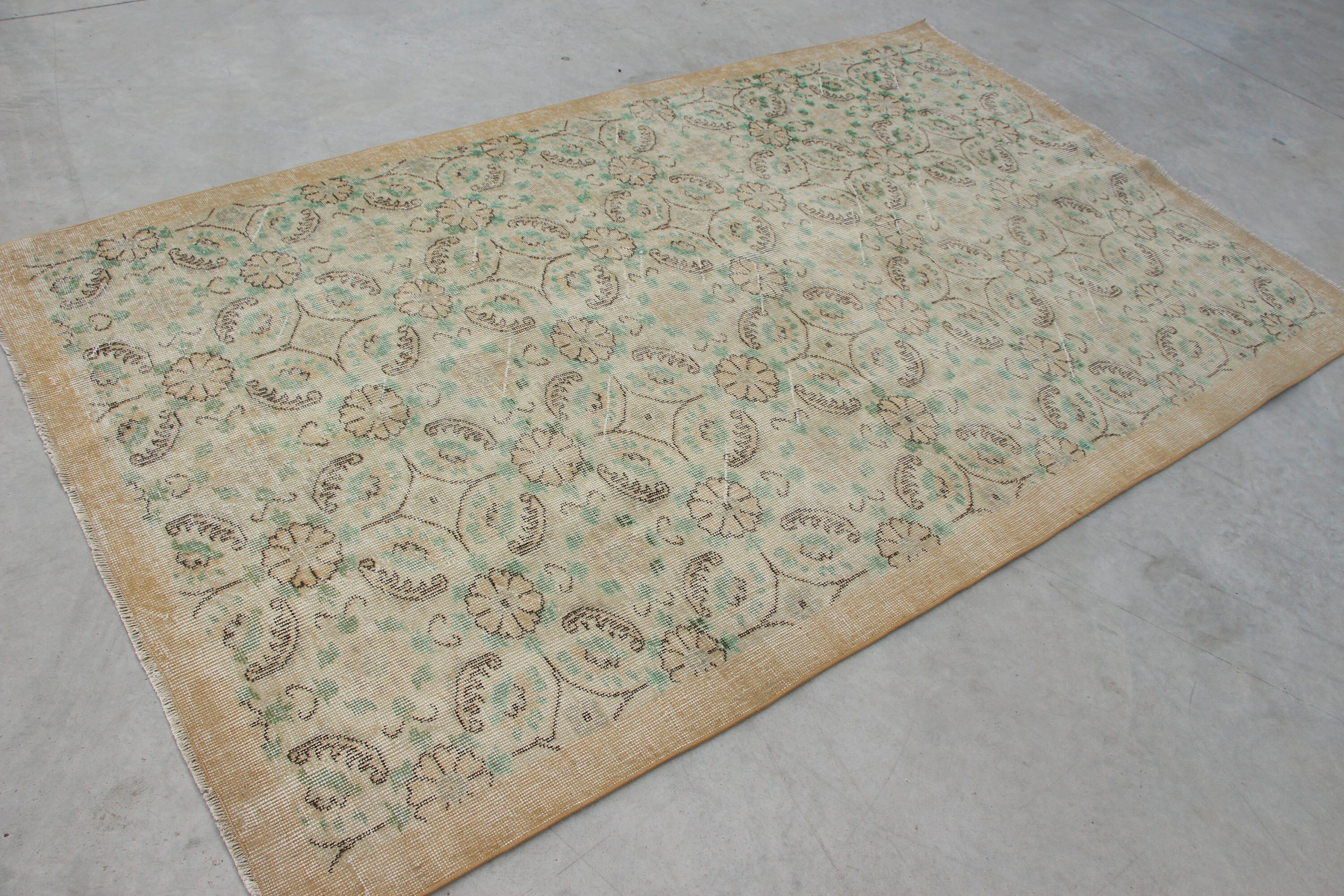 Kabile Halısı, Oturma Odası Halısı, Türk Halısı, Yatak Odası Halısı, Antika Halı, Vintage Halı, Bej 5.1x8.3 ft Büyük Halı, Yemek Odası Halısı