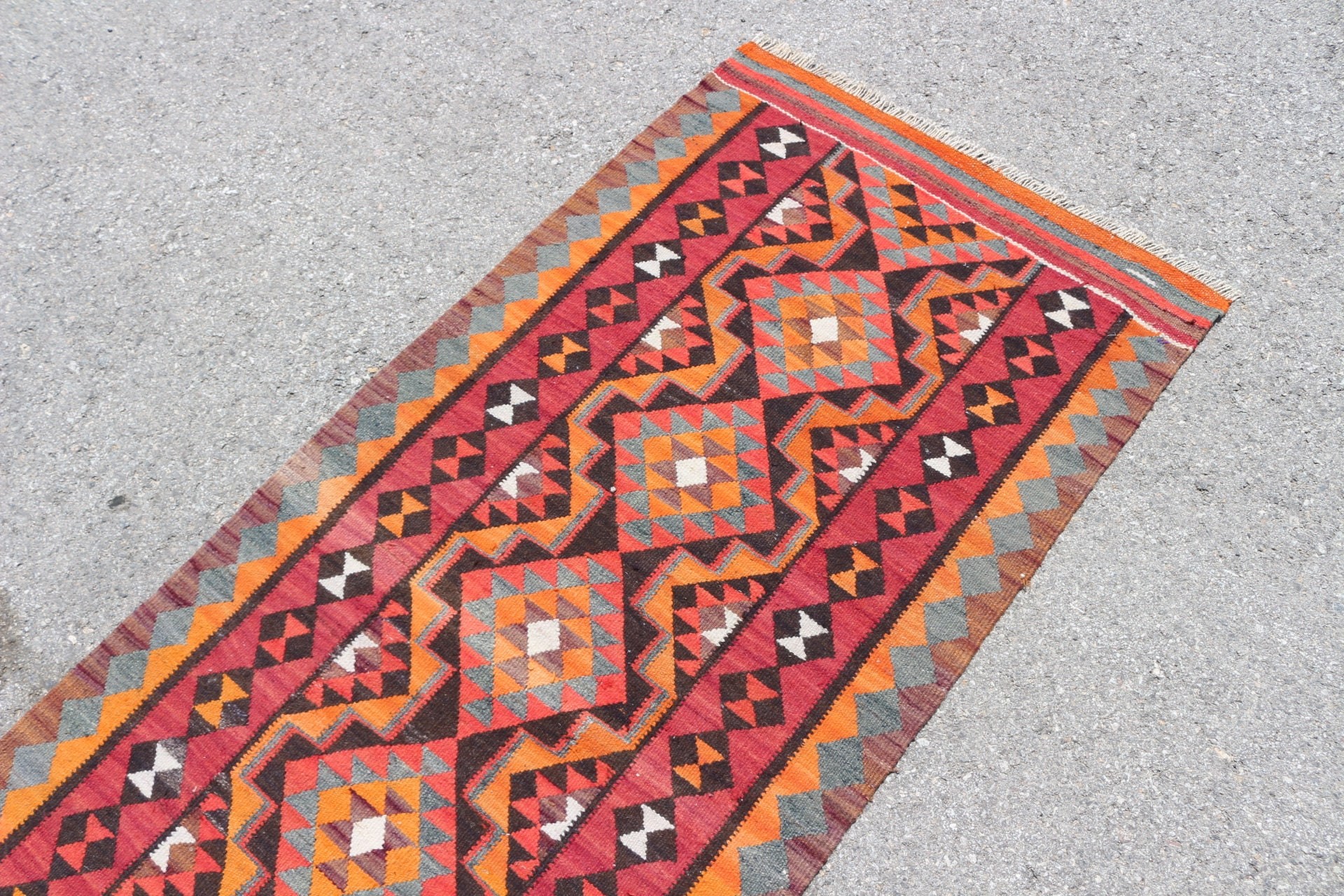 Kitchen Rugs, Floor Rug, Art Rug, Vintage Rug, Orange Floor Rug, Turkish Rug, Rugs for Runner, 2.7x9.3 ft Runner Rug, Ethnic Rug, Stair Rug