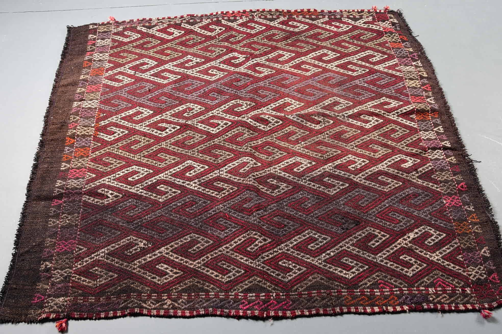 Yatak Odası Halıları, Kilim, Türk Halısı, Mutfak Halıları, Boho Halıları, Yün Halısı, Vintage Dekor Halısı, Vintage Halısı, Çocuk Odası Halıları, 4,9x5,2 ft Alan Halıları