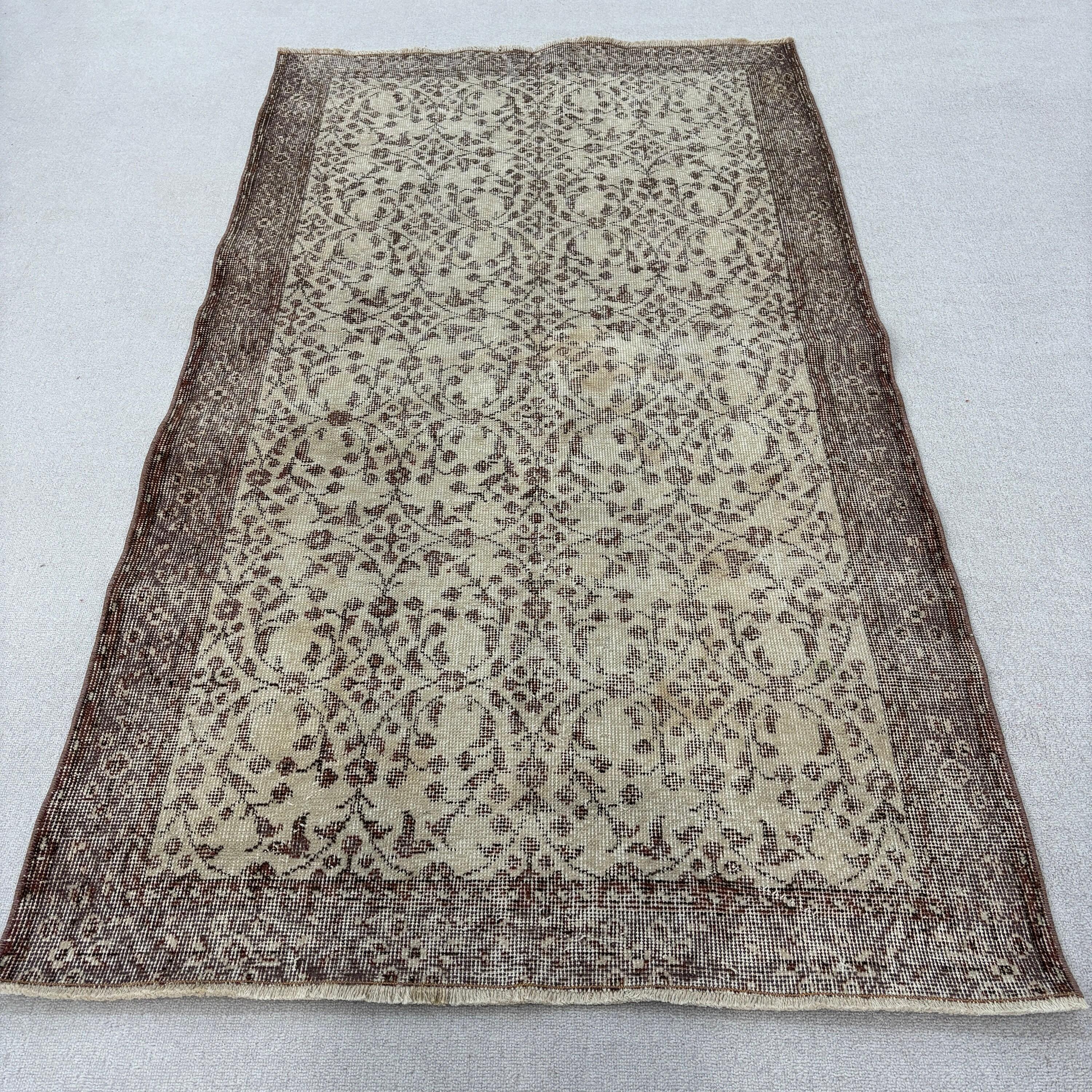 Bej Oryantal Halı, Çocuk Halısı, Vintage Halılar, Oryantal Halılar, Lüks Halı, Türk Halısı, 3,5x6,3 ft Vurgulu Halılar, Dekoratif Halı, Mutfak Halıları