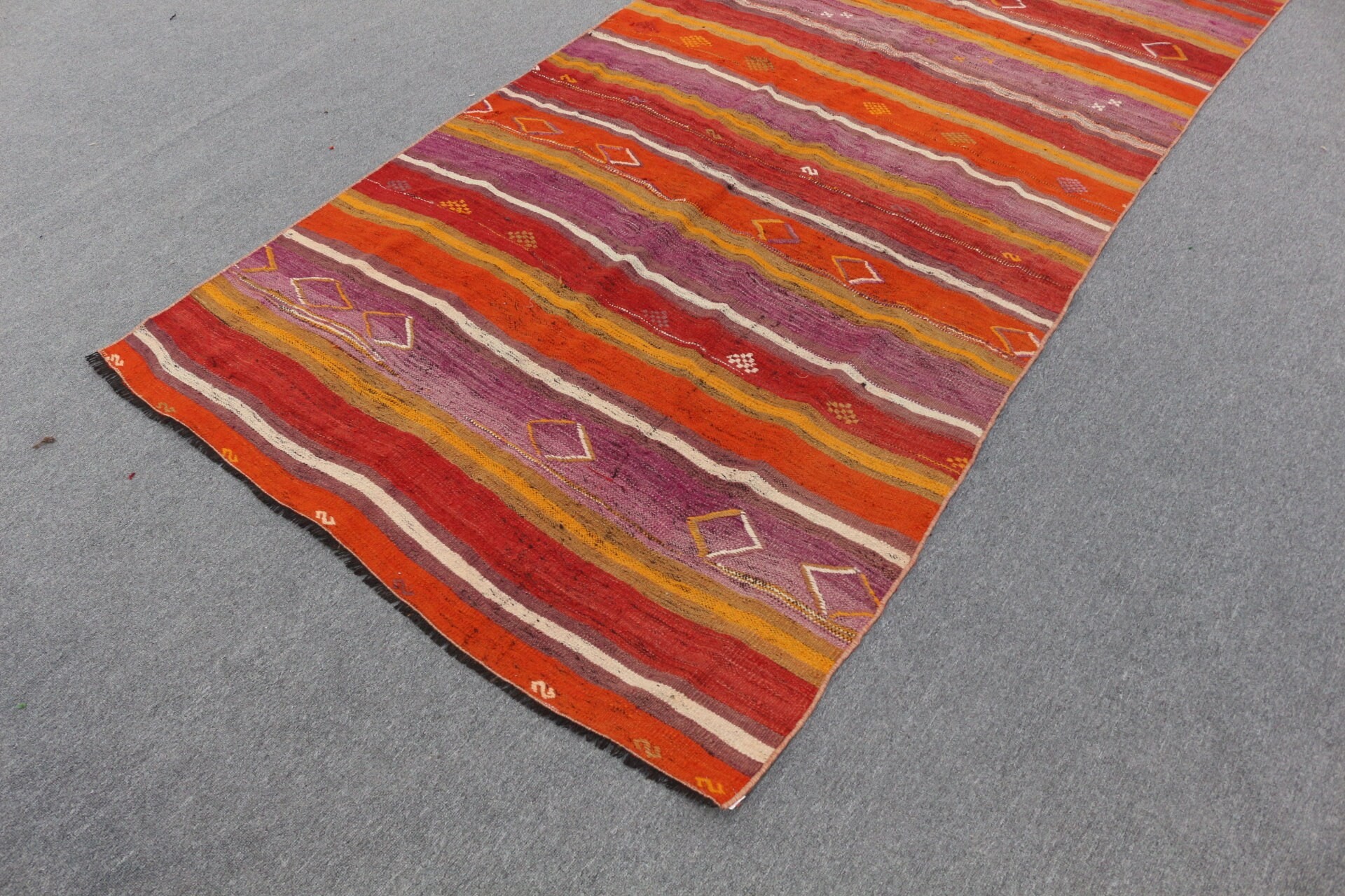 Floor Rug, 4.3x9.2 ft Area Rug, Indoor Rug, Old Rug, Antique Rug, Turkish Rug, Kilim, Vintage Rug, Home Decor Rugs, Orange Kitchen Rug