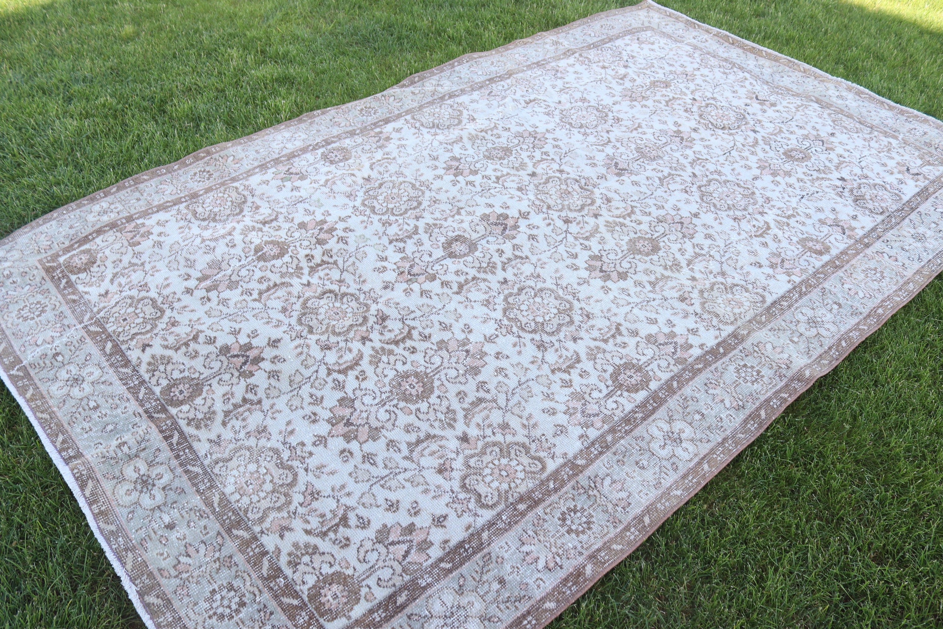 5.3x8.9 ft Büyük Halı, Türk Halısı, Bej Boho Halısı, Yemek Odası Halıları, Yer Halısı, Ofis Halıları, Büyük Boho Halıları, Ev Dekorasyonu Halıları, Vintage Halılar