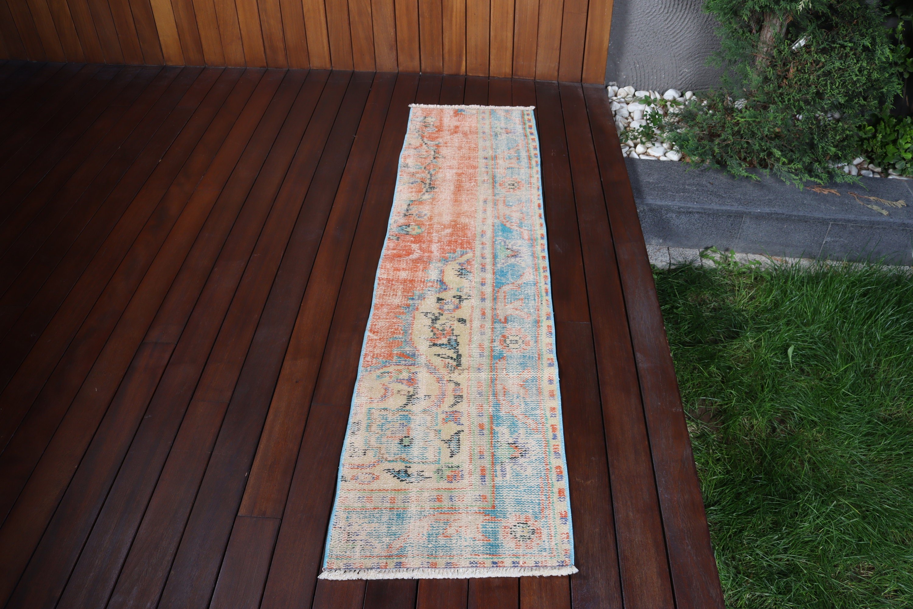 Turkish Rug, Orange Modern Rugs, Long Runner Rugs, Vintage Rugs, 1.5x6.2 ft Runner Rugs, Vintage Runner Rug, Oriental Rugs