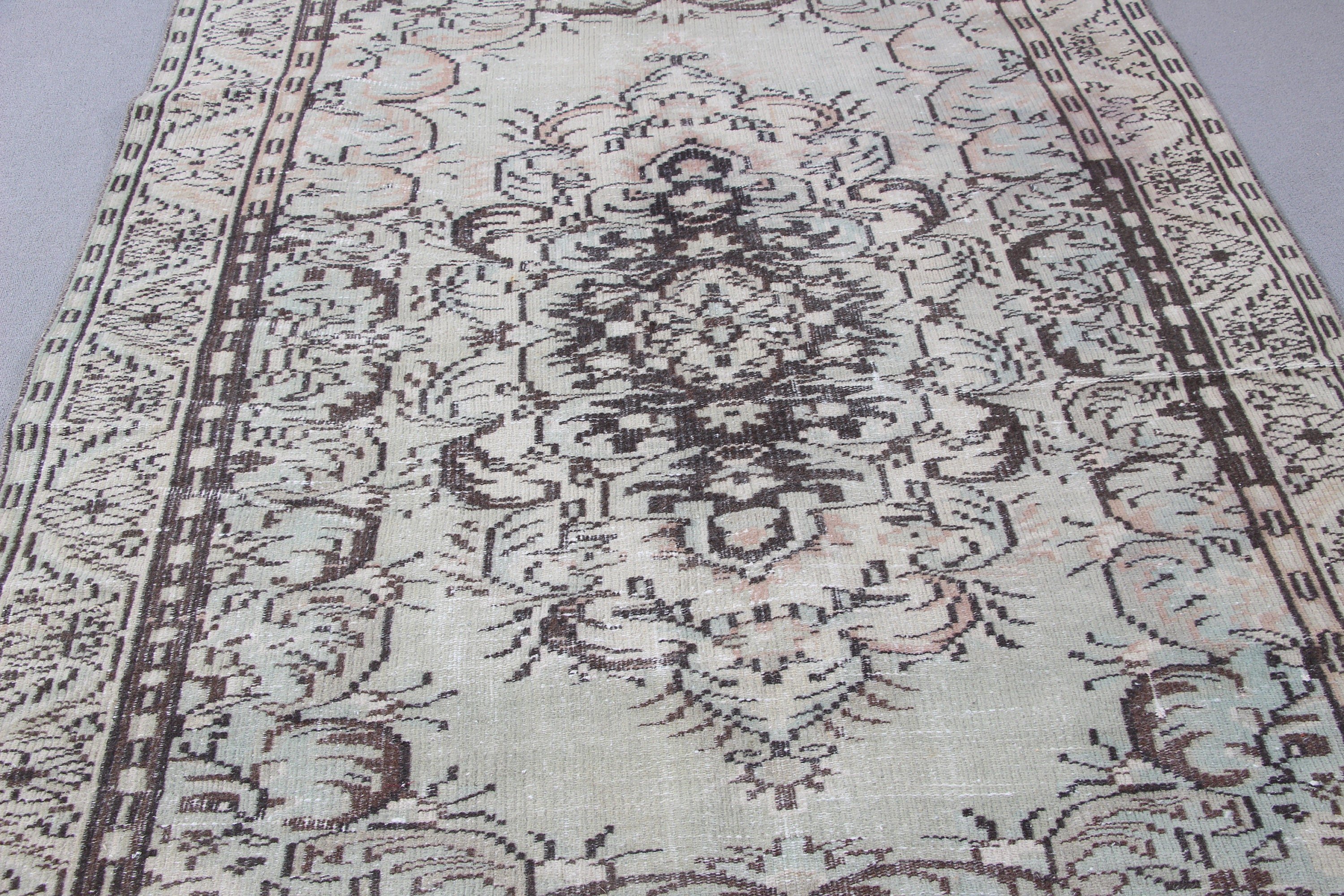 Vintage Halılar, Ev Dekorasyonu Halıları, Türk Halısı, Büyük Vintage Halılar, Oturma Odası Halıları, 5.3x7.7 ft Büyük Halılar, Yatak Odası Halıları, Kahverengi Geometrik Halı