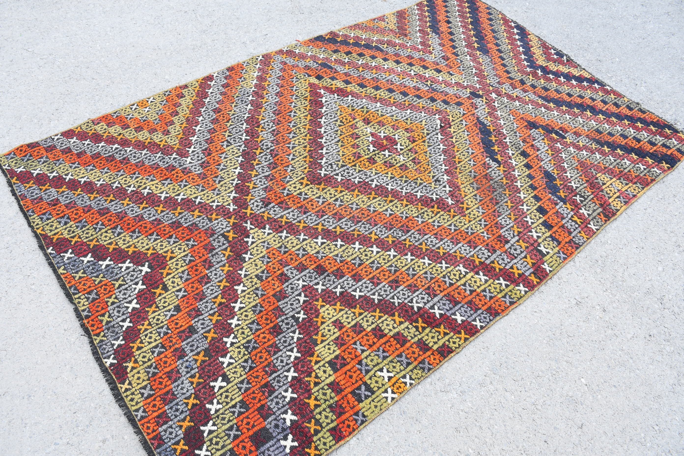 Türk Halıları, Kilim, Fas Halısı, Oturma Odası Halıları, Vintage Halılar, Yeşil 4.5x7.5 ft Alan Halısı, Yer Halıları, Vintage Dekor Halıları