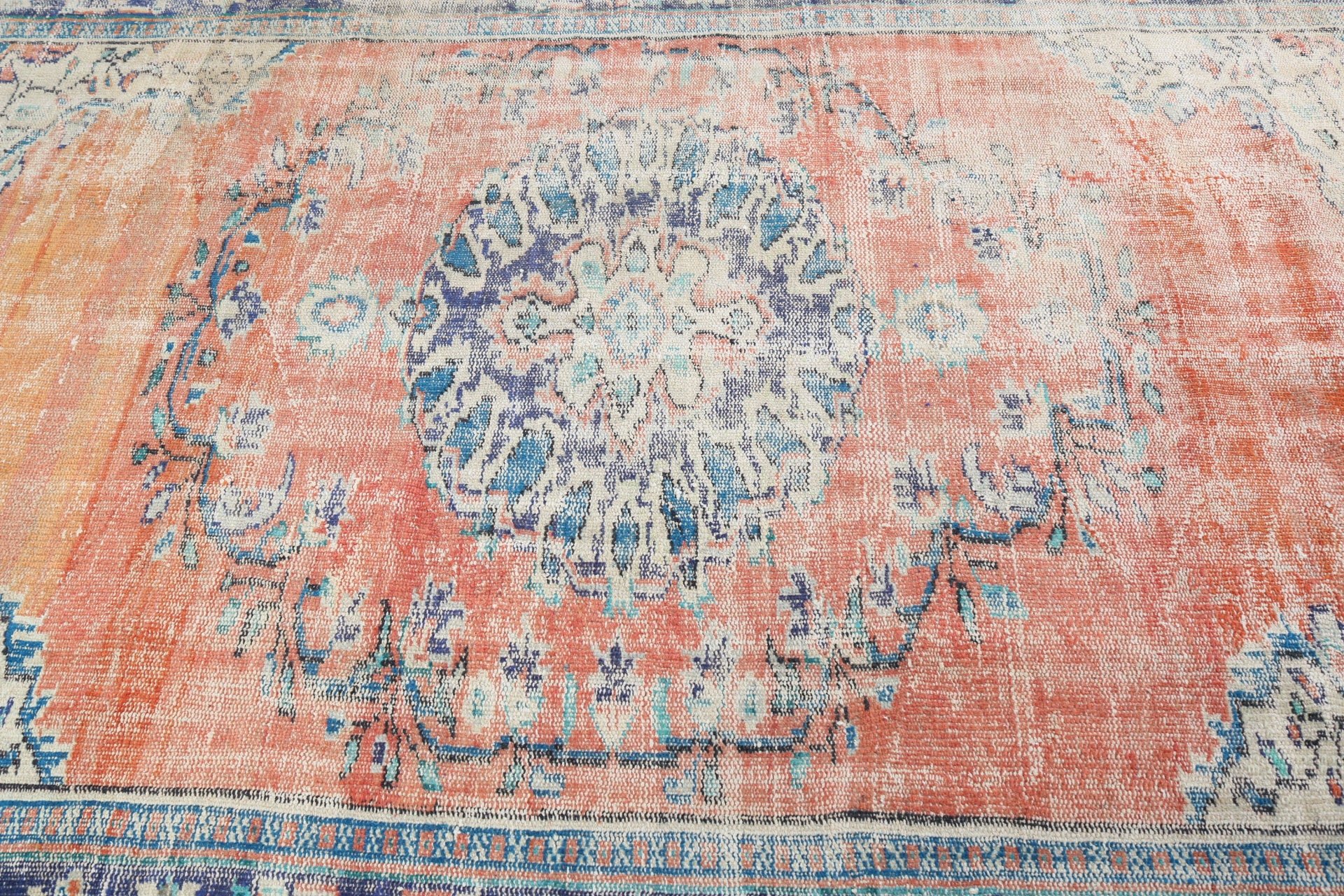 Büyük Boho Halıları, Oushak Halıları, Türk Halıları, Kırmızı Antika Halılar, 5,2x8 ft Büyük Halı, Vintage Halı, Büyük Yün Halı Halıları, Salon Halıları, Modern Halı