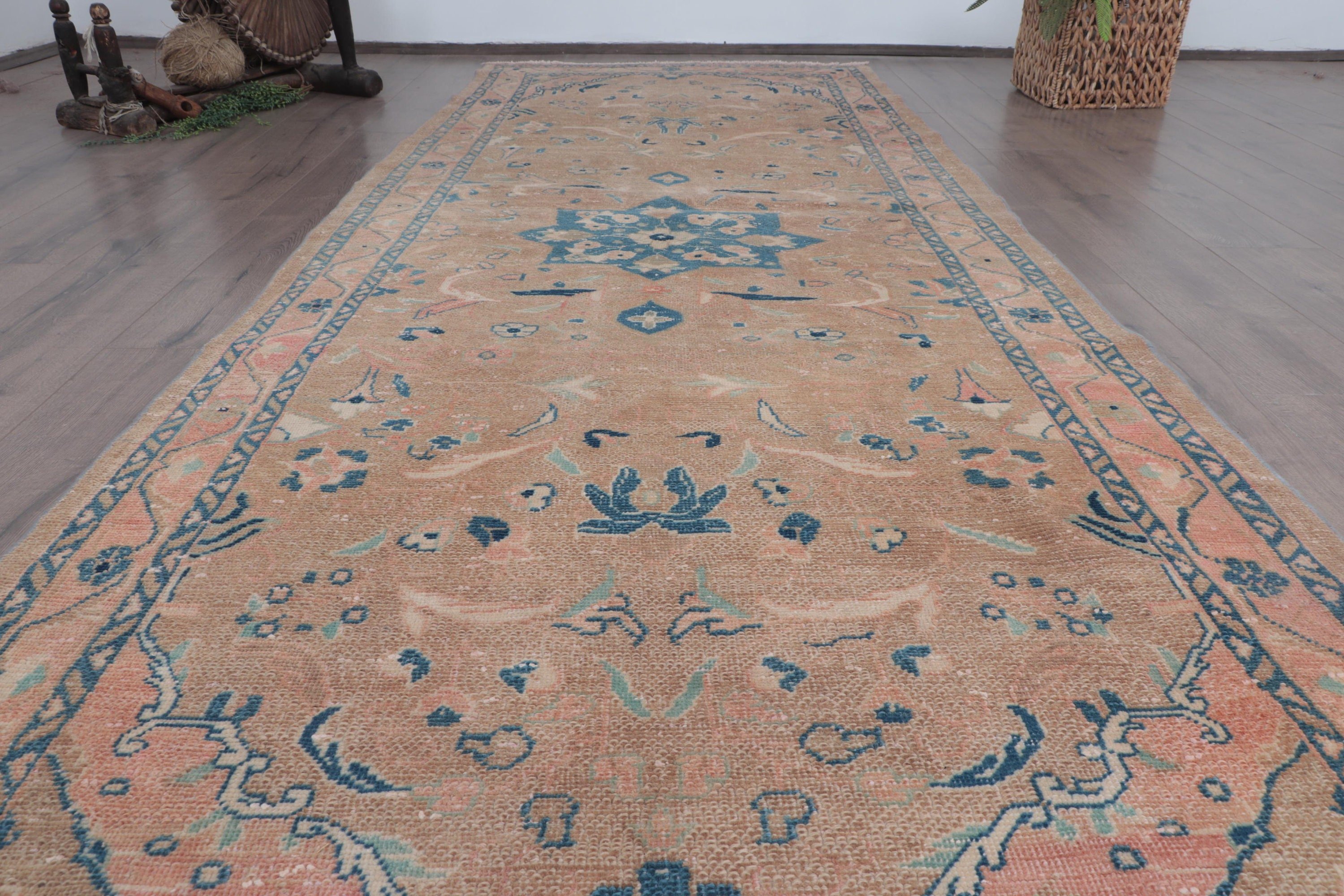 3.8x10 ft Runner Halı, Kahverengi Fas Halısı, Boho Halı, Vintage Halı, Uzun Yolluk Halıları, Havalı Halılar, Beni Ourain Runner Halısı, Türk Halıları