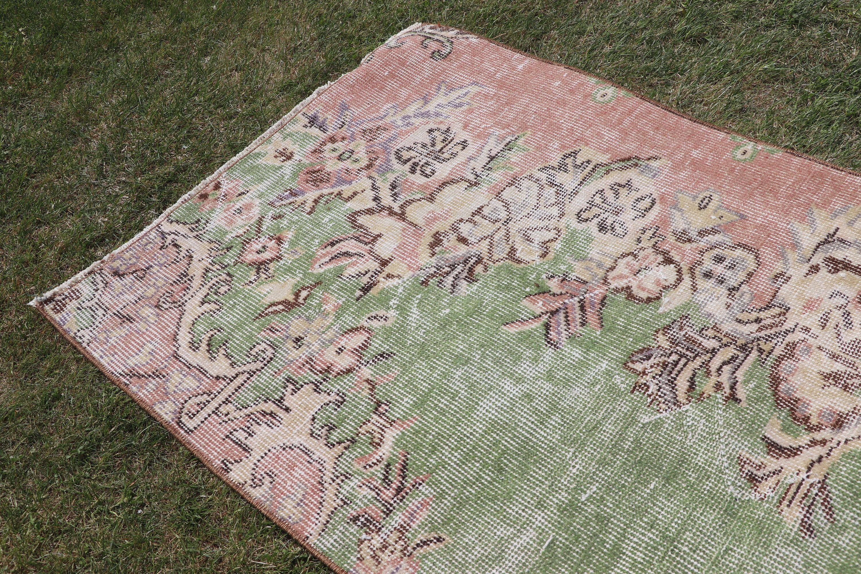 Vintage Rugs, Green Home Decor Rug, Modern Rug, Entry Rugs, Turkish Rug, Rugs for Nursery, Wool Rugs, 2.4x4.6 ft Small Rugs, Car Mat Rug