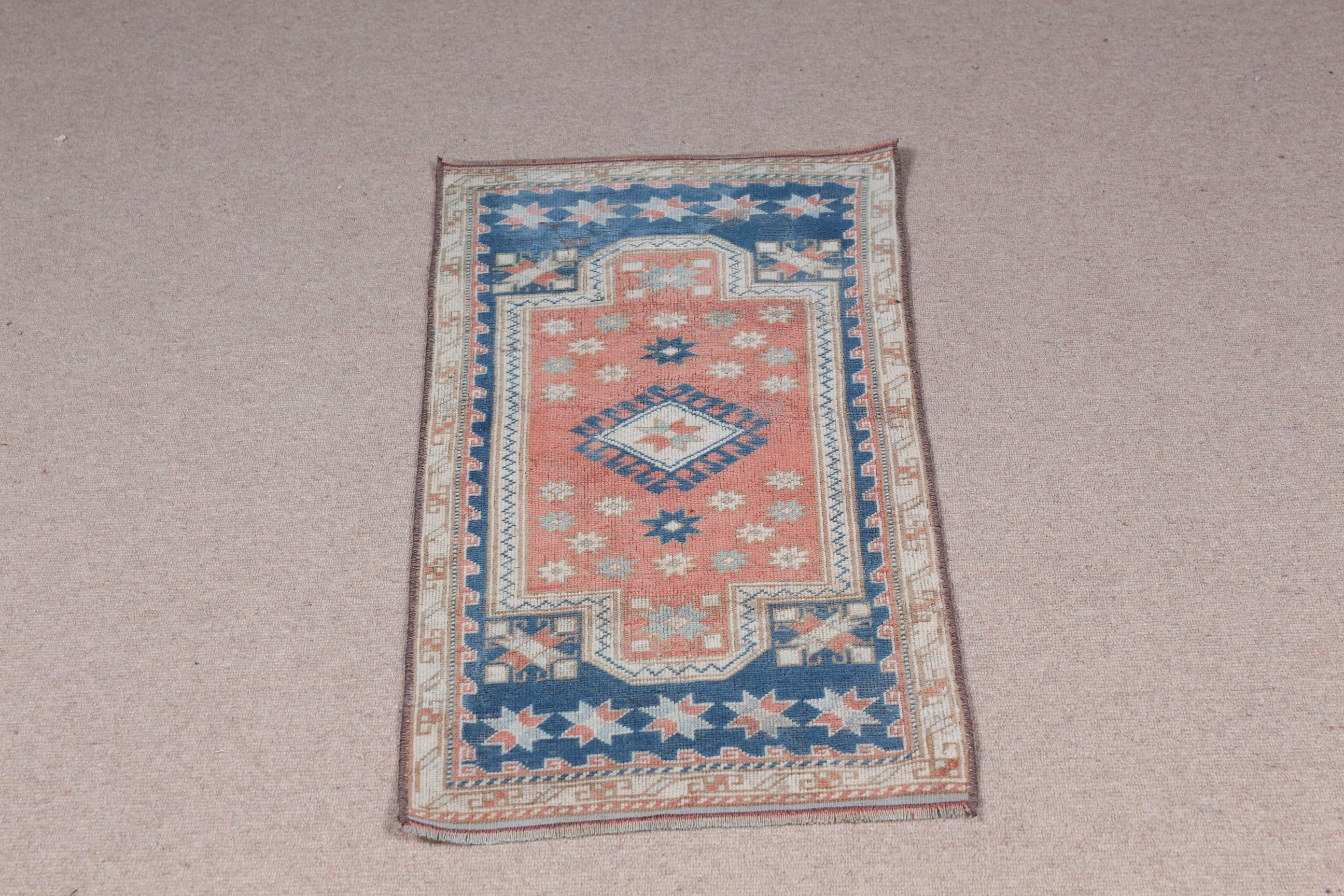 Vintage Halılar, Banyo Halısı, 1.7x3.5 ft Küçük Halı, Bej Antika Halı, Mutfak Halıları, Mutfak Halısı, Giriş Halıları, Türk Halısı