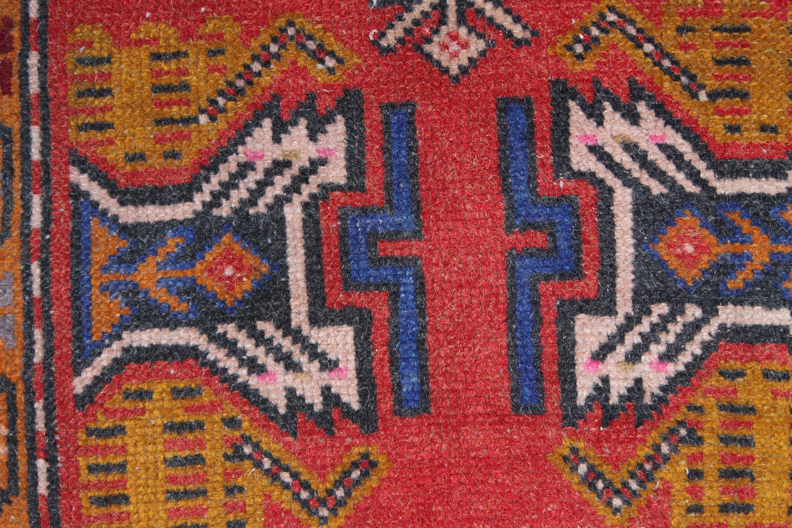 Vintage Halı, Kırmızı El Dokuma Halılar, Küçük Alan Halıları, Lüks Halılar, Tribal Halılar, Boho Halılar, 1.7x3.2 ft Küçük Halı, Türk Halısı, Duvara Asılı Halılar