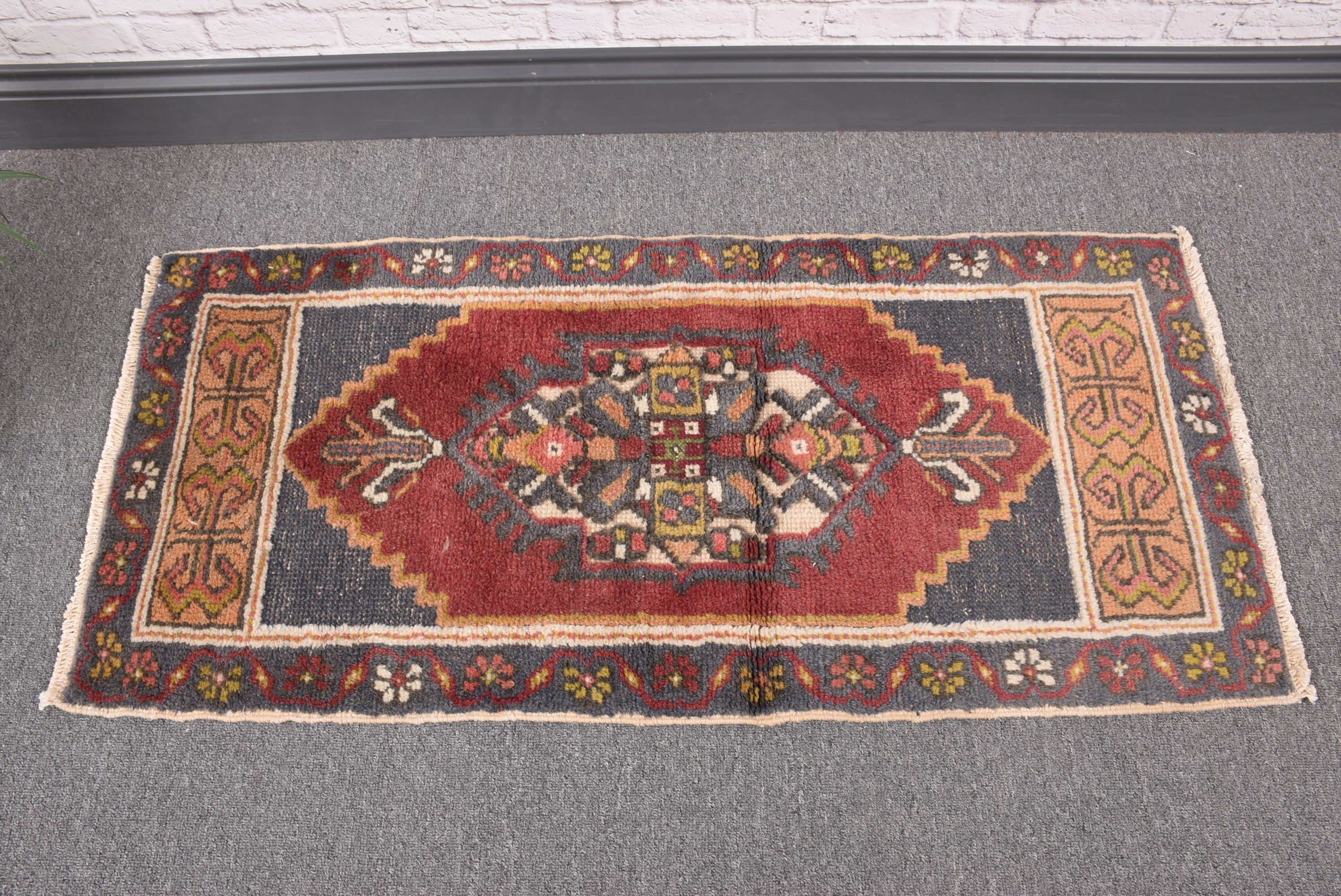 1.6x3.4 ft Küçük Halı, Vintage Halı, Yatak Odası Halıları, Yatak Odası Halısı, Mavi Modern Halı, Türk Halıları, Lüks Halılar, Kapı Paspas Halıları