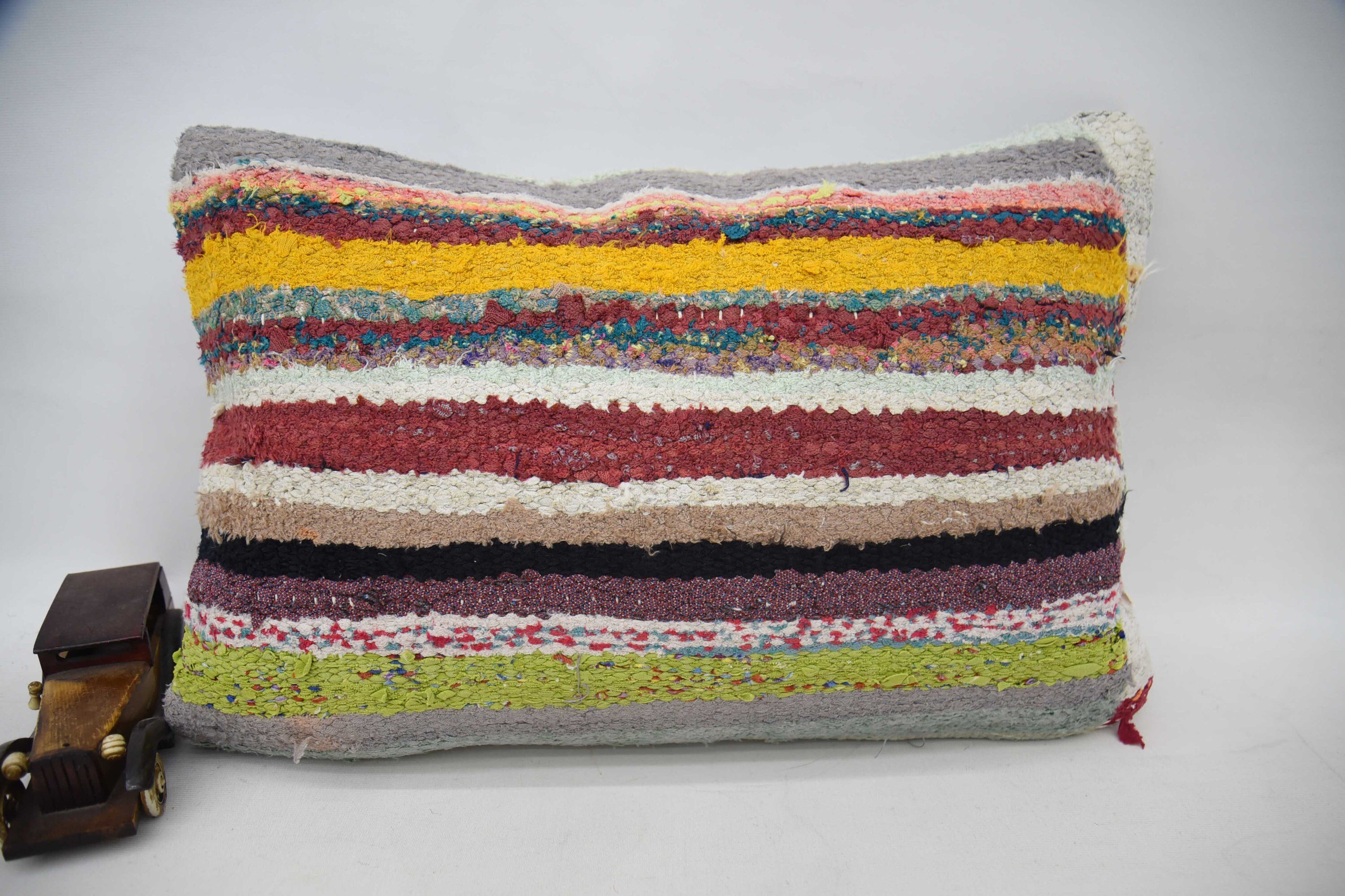 16"x24" Green Cushion Cover, Kilim Cushion Sham, Authentic Pillow Cover, Floor Cushion Cover, Vintage Kilim Pillow, Turkish Pillow