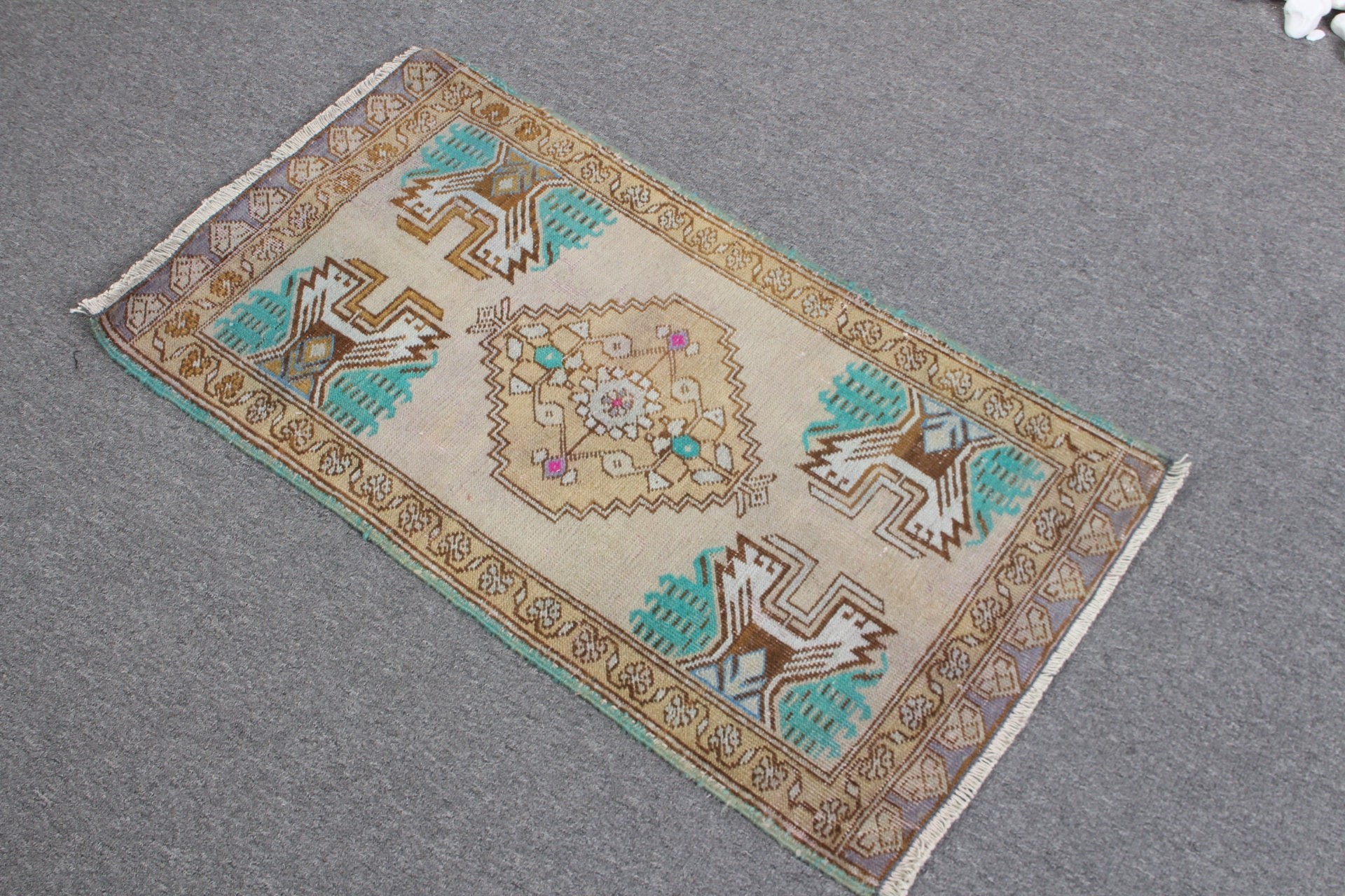 Home Decor Rug, Cool Rugs, Beige Moroccan Rug, Turkish Rug, Door Mat Rug, Vintage Rugs, Bathroom Rugs, 1.6x3 ft Small Rug, Handmade Rugs