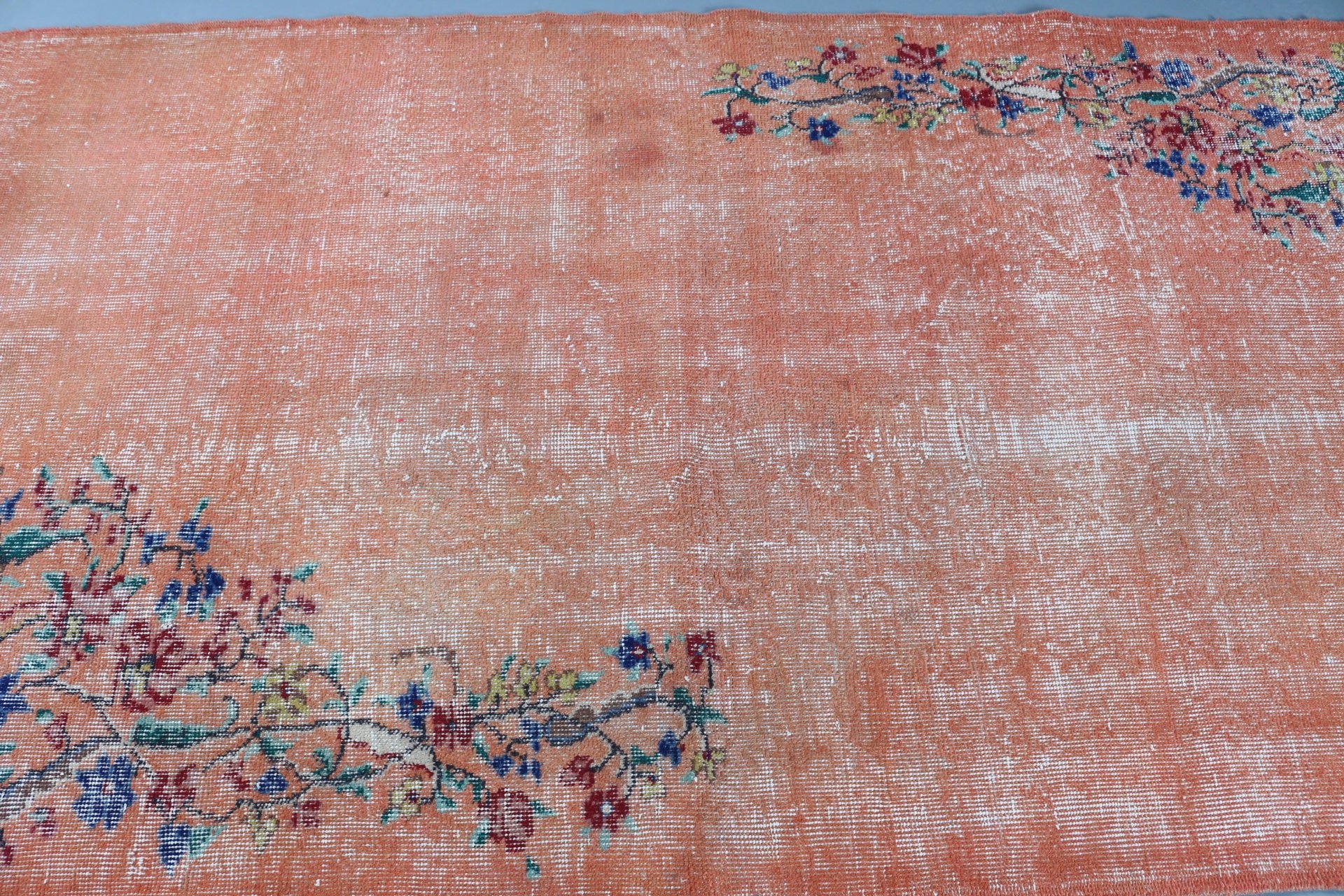 Vintage Halı, Retro Halılar, 3.9x9.9 ft Runner Halı, Turuncu Ev Dekorasyonu Halısı, Koridor Halısı, Türk Halısı, Oushak Halıları, Mutfak Halıları, Havalı Halı