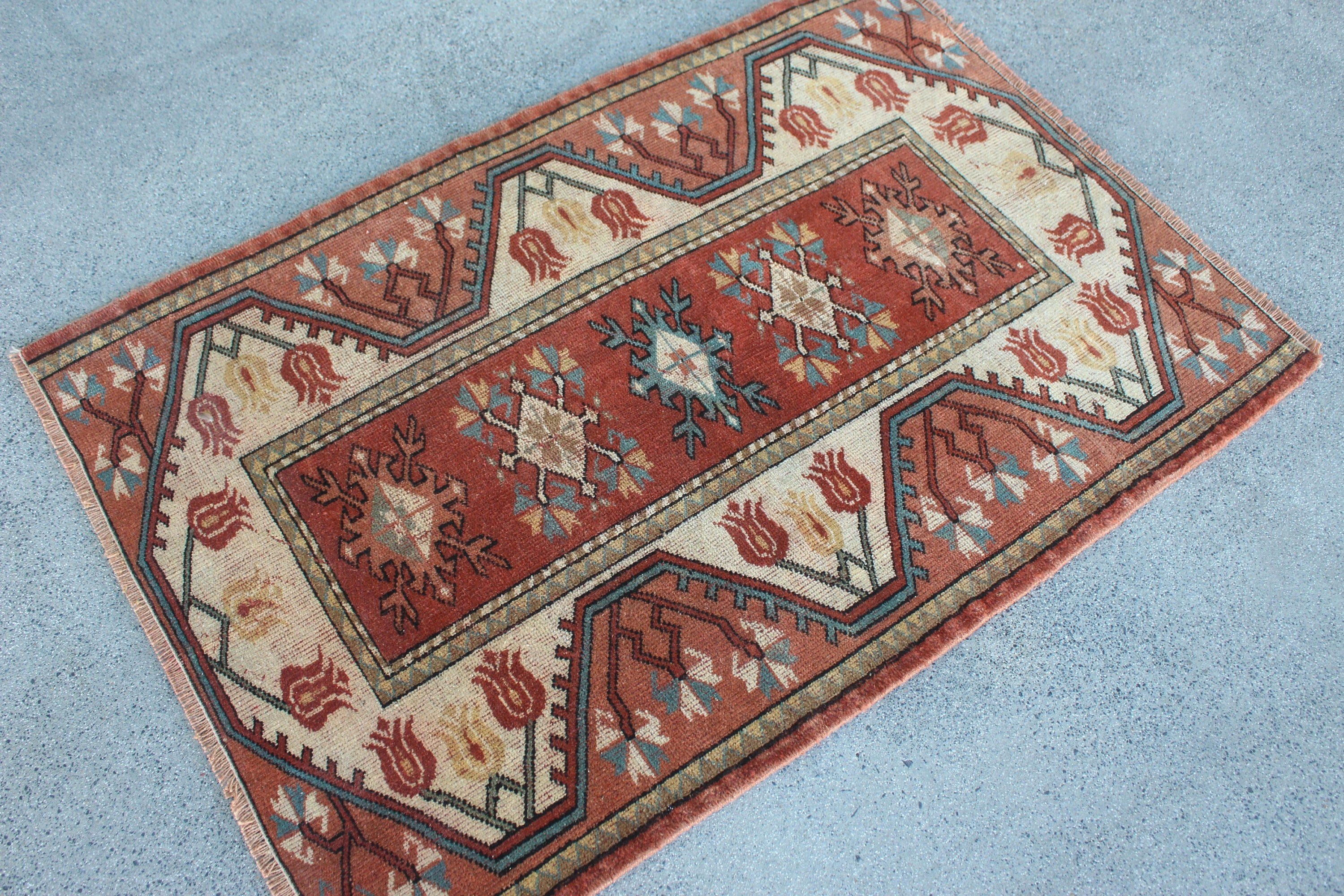 Vintage Halılar, Turuncu Mutfak Halısı, 2,8x4,1 ft Küçük Halılar, Sessiz Halılar, Yatak Odası Halısı, Araba Paspas Halısı, Türk Halısı, Yer Halıları