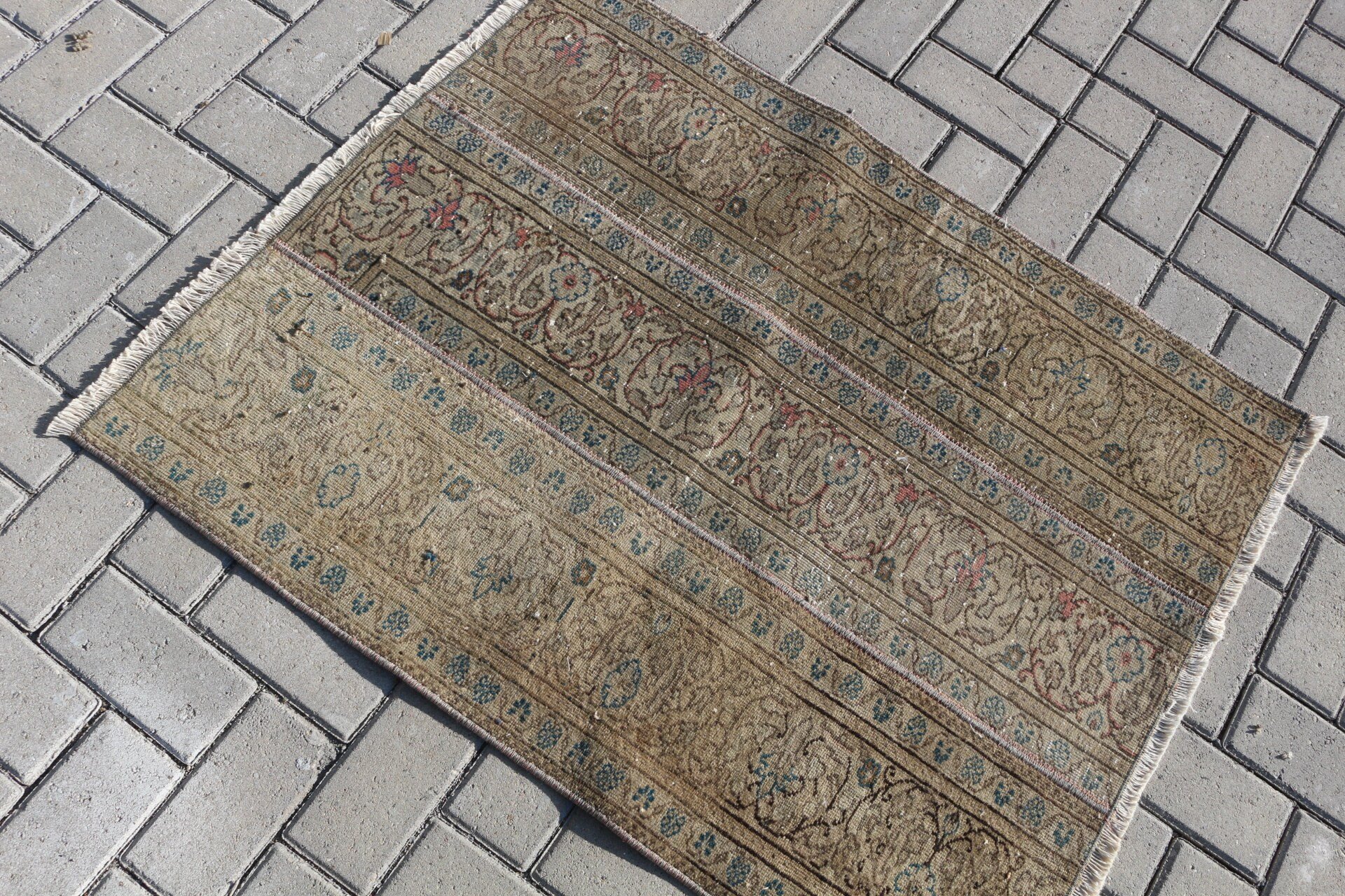 Türk Halıları, Vintage Halı, Araba Paspası Halıları, 2.8x3.5 ft Küçük Halılar, Kahverengi Zemin Halısı, Banyo Halısı, Yatak Odası Halısı, Araba Paspas Halısı