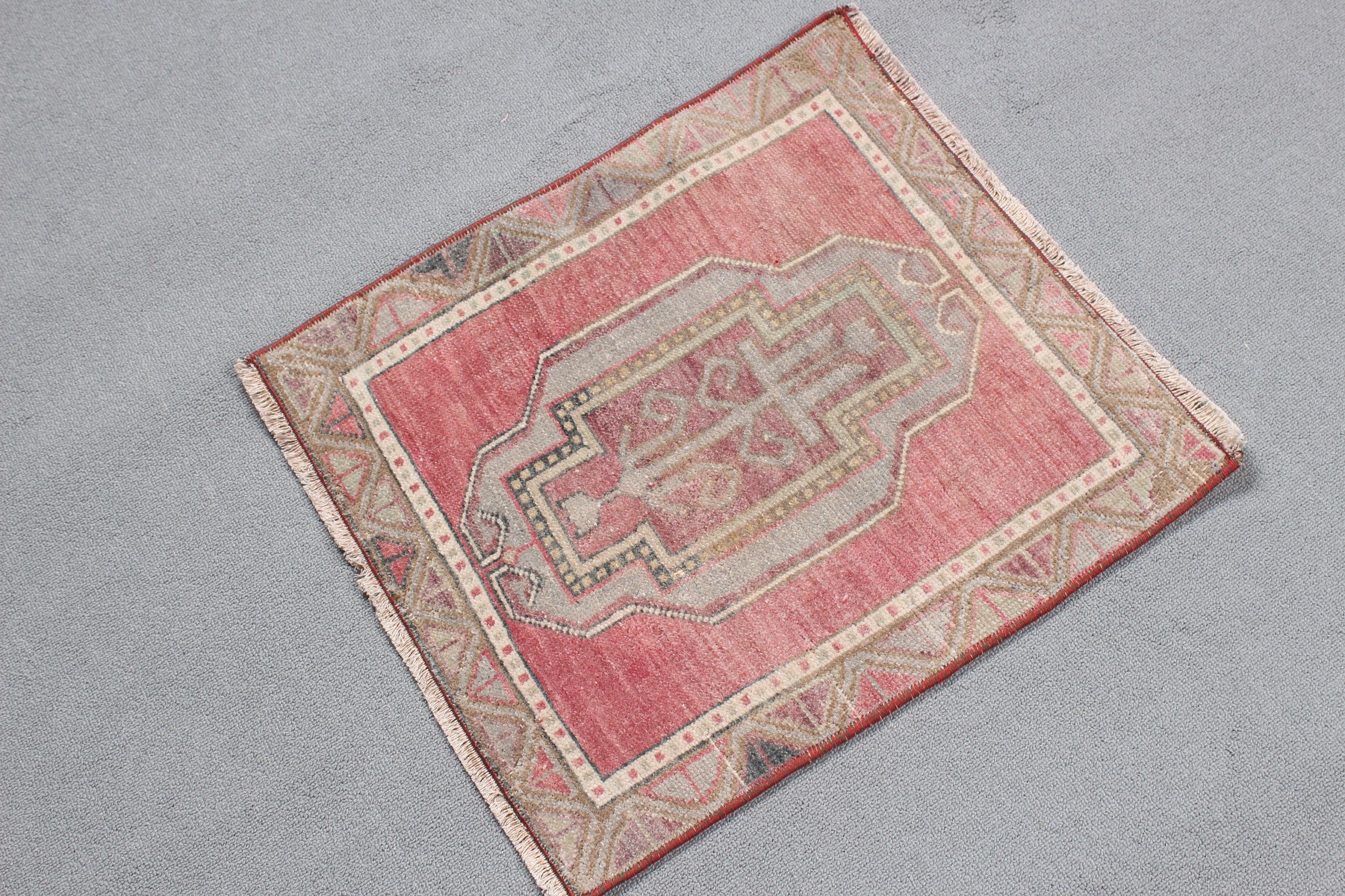 Kitchen Rug, Turkish Rugs, 1.7x1.9 ft Small Rug, Entry Rugs, Small Boho Rugs, Vintage Rug, Aesthetic Rug, Statement Rugs, Red Oriental Rugs