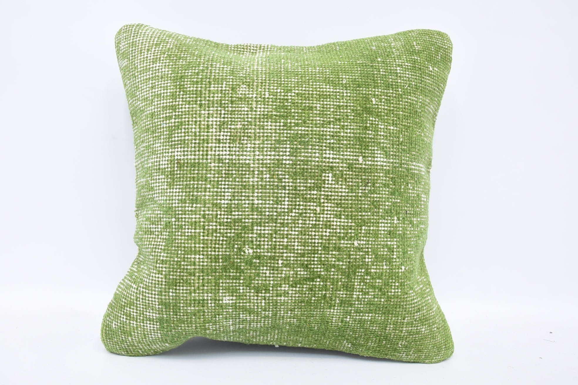 Kilim Cushion Sham, 18"x18" Green Cushion Cover, One Of A Kind Pillow, Handmade Kilim Cushion, Ethnical Kilim Rug Pillow