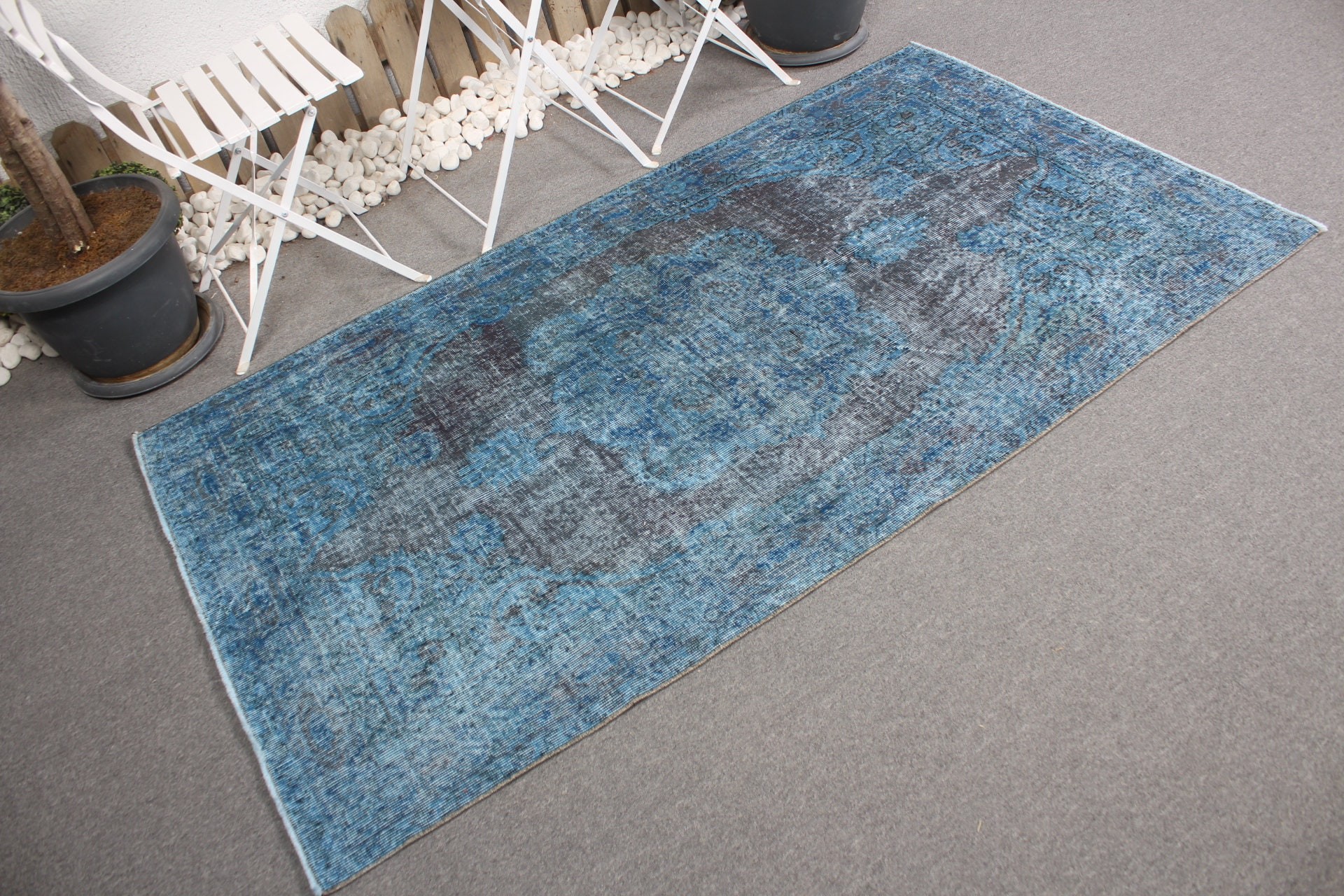 Blue Kitchen Rugs, Vintage Rugs, Bedroom Rugs, Living Room Rug, 3.6x6.7 ft Area Rug, Rugs for Area, Turkish Rugs, Floor Rug, Wool Rug