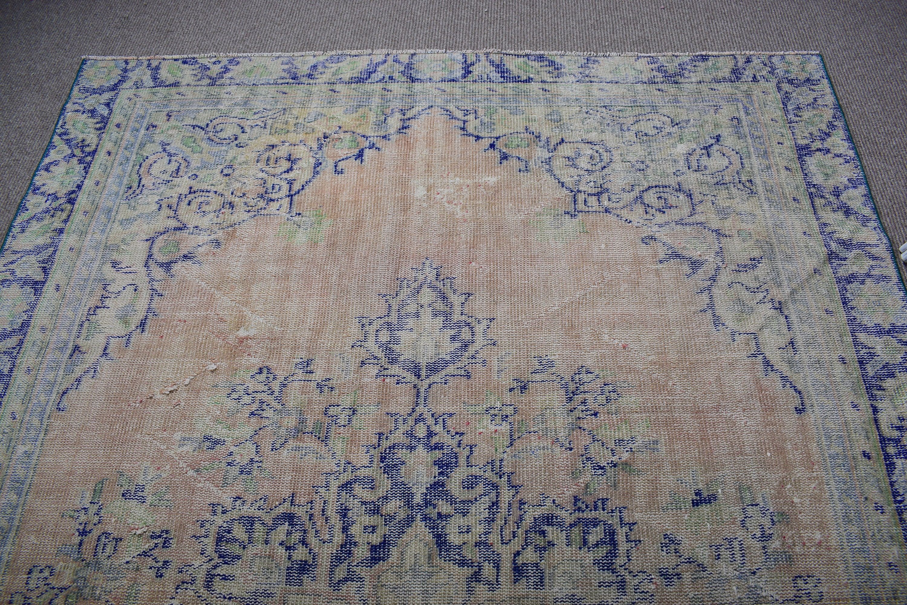 Oturma Odası Halısı, Vintage Halı, Ev Dekorasyonu Halısı, Yatak Odası Halıları, Türk Halıları, Havalı Halı, 6.3x9.6 ft Büyük Halı, Turuncu Bildirimi Halı, Etnik Halılar