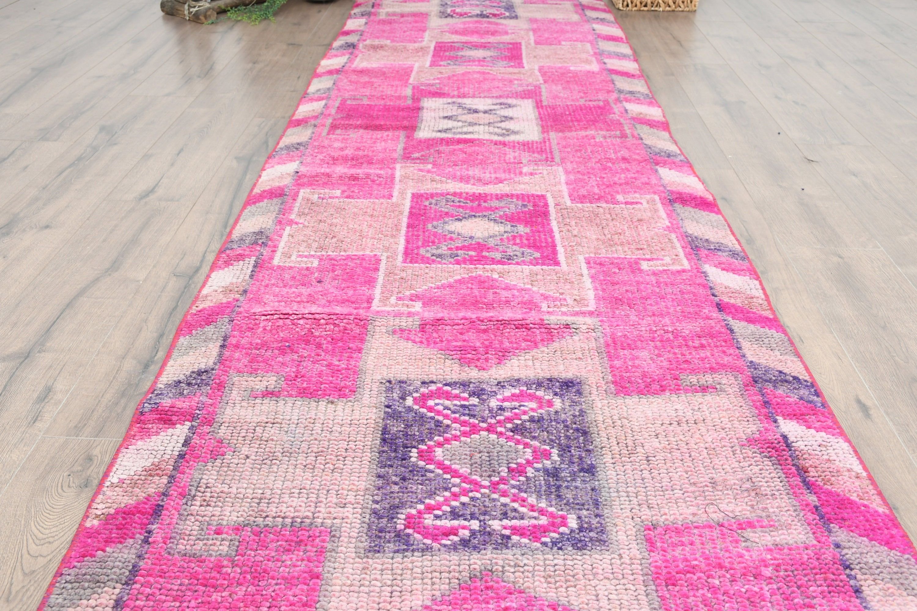 Turkish Rugs, 3.1x10.3 ft Runner Rug, Corridor Rug, Kitchen Rug, Bedroom Rug, Vintage Rug, Purple Floor Rugs, Rugs for Stair