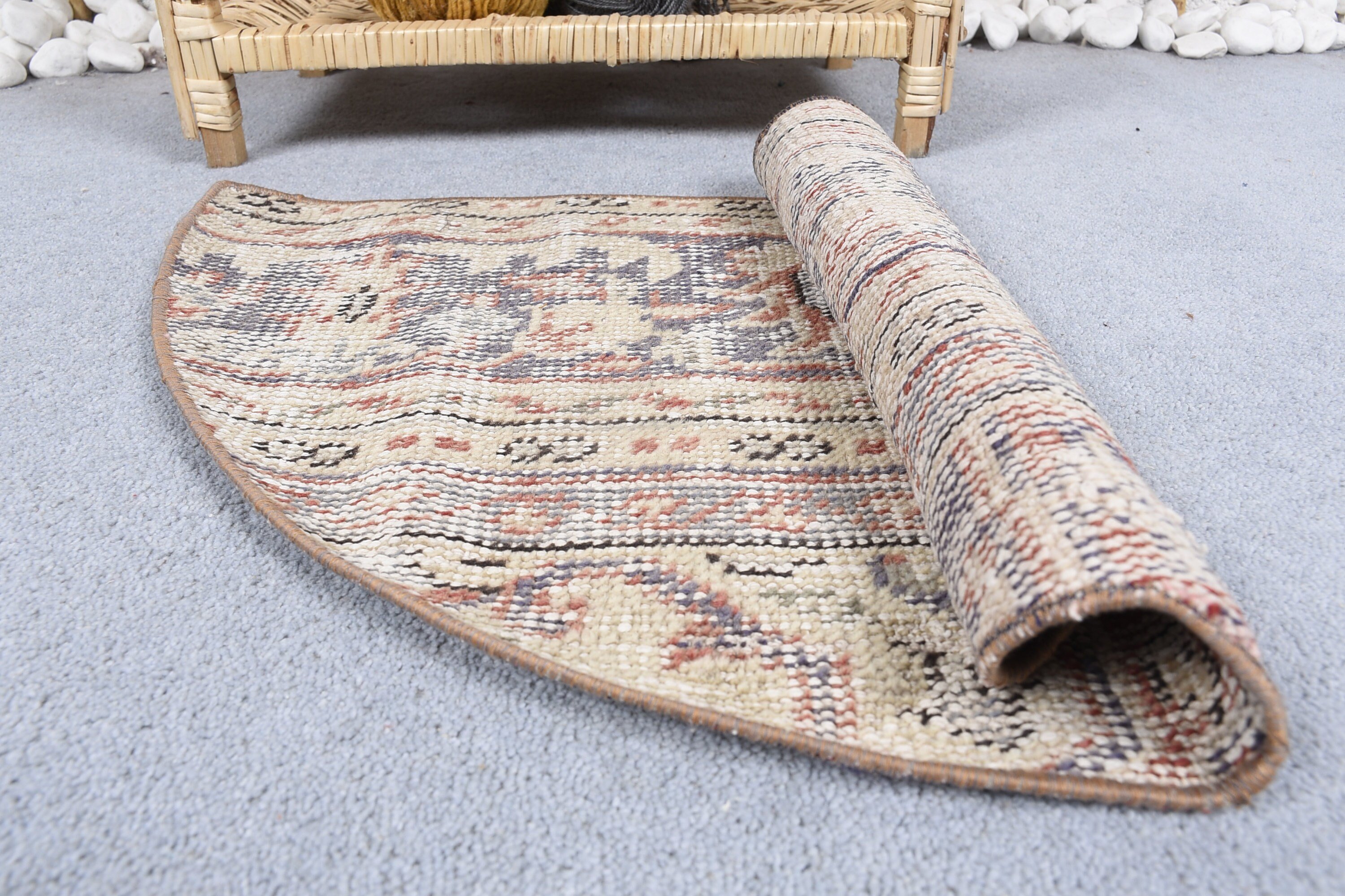 Kitchen Rug, Vintage Rugs, Entry Rug, Rugs for Door Mat, Turkish Rug, Bathroom Rugs, Beige  1.5x2.5 ft Small Rug, Wool Rug