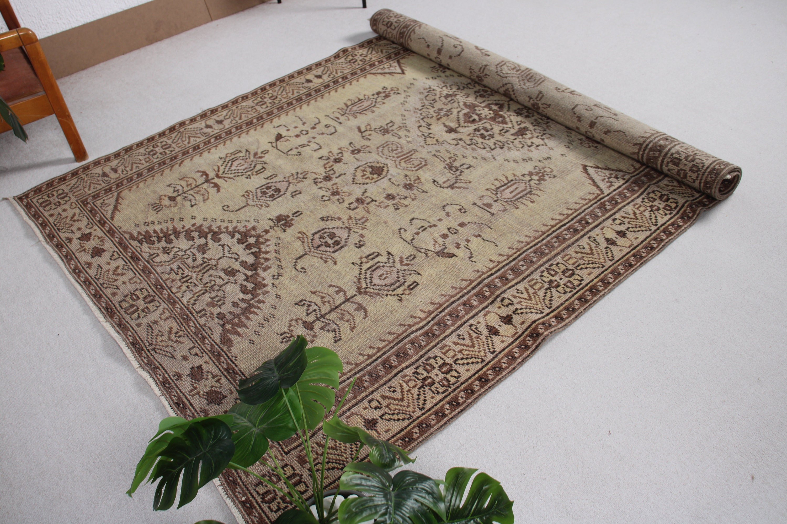 Turkish Rugs, Vintage Rug, Kitchen Rugs, Beige  5.4x9.4 ft Large Rugs, Floor Rug, Bedroom Rug, Living Room Rug, Flatweave Rugs