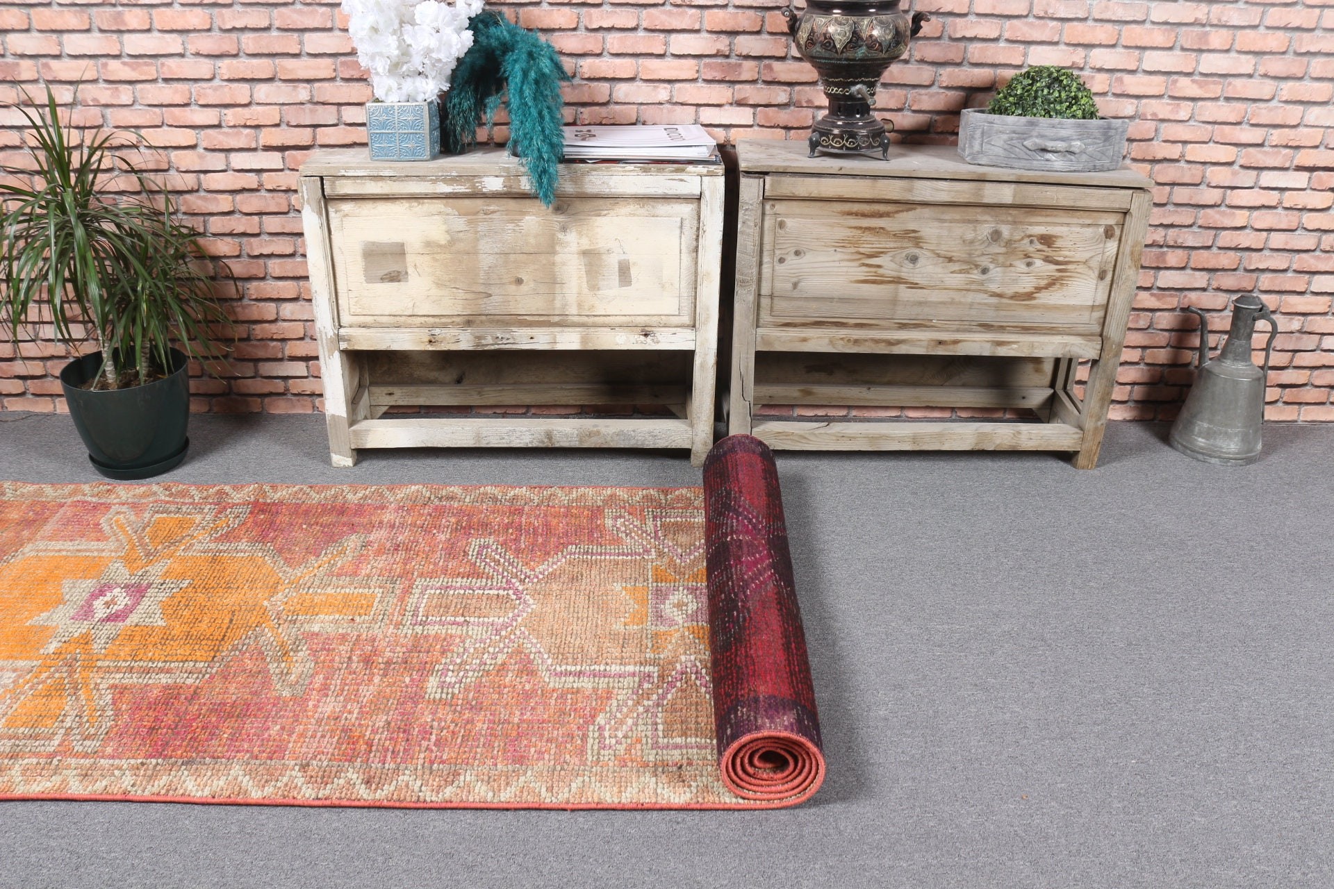 Hallway Rugs, Red Oriental Rug, Home Decor Rugs, Kitchen Rugs, Vintage Rug, Moroccan Rugs, 2.9x10.6 ft Runner Rug, Pastel Rug, Turkish Rug