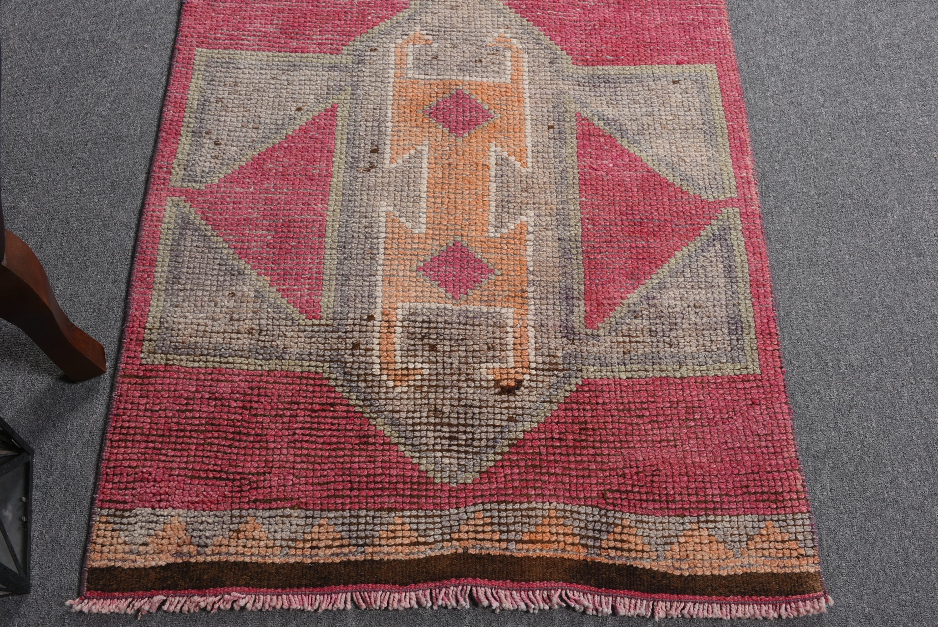 Pink Oushak Rugs, Corridor Rug, Turkish Rugs, Rugs for Corridor, Muted Rug, 2.8x9.8 ft Runner Rugs, Kitchen Rug, Vintage Rug