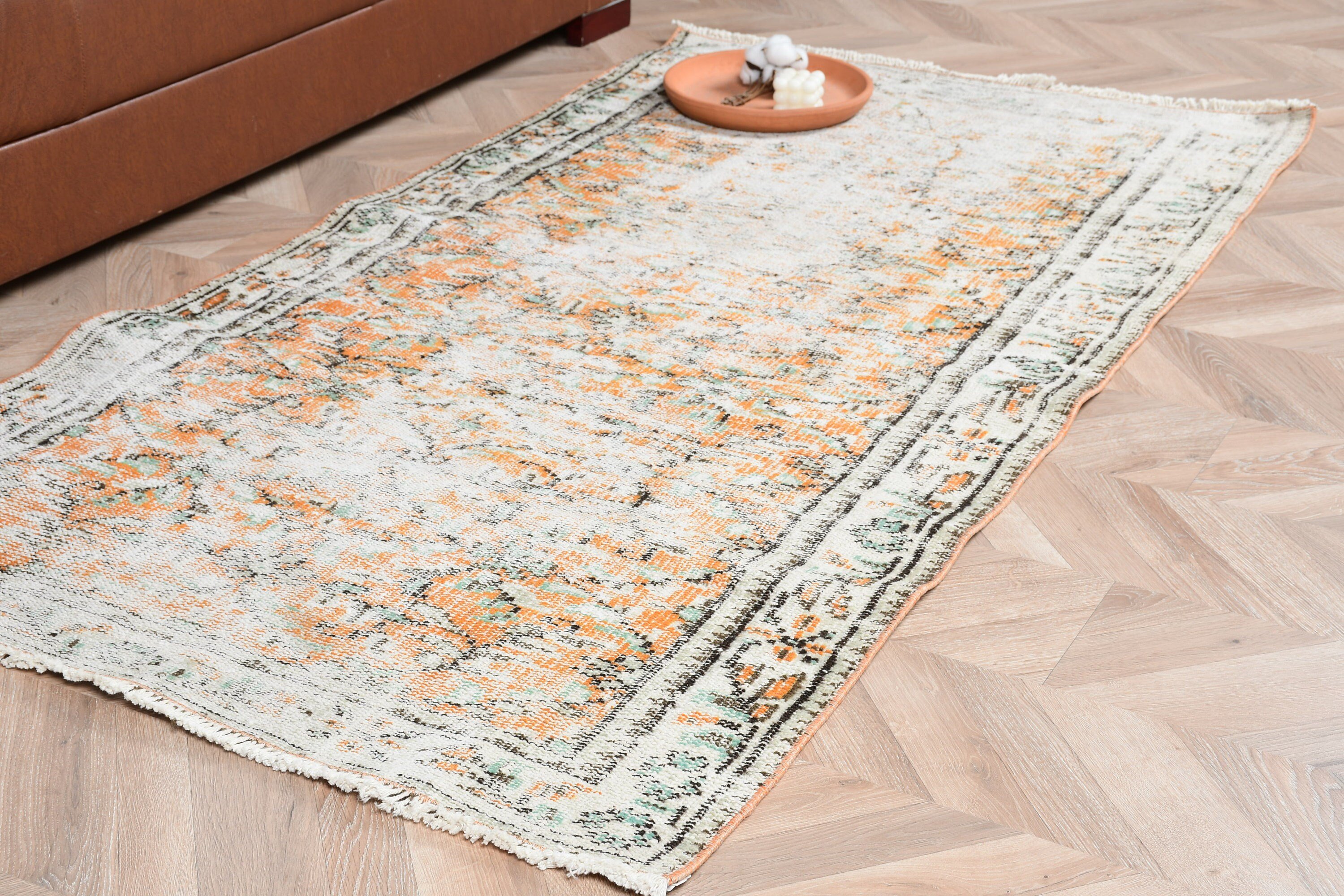 3.3x6.2 ft Accent Rugs, Entry Rugs, Orange Moroccan Rug, Vintage Rugs, Organic Rugs, Kitchen Rug, Cool Rug, Anatolian Rugs, Turkish Rug