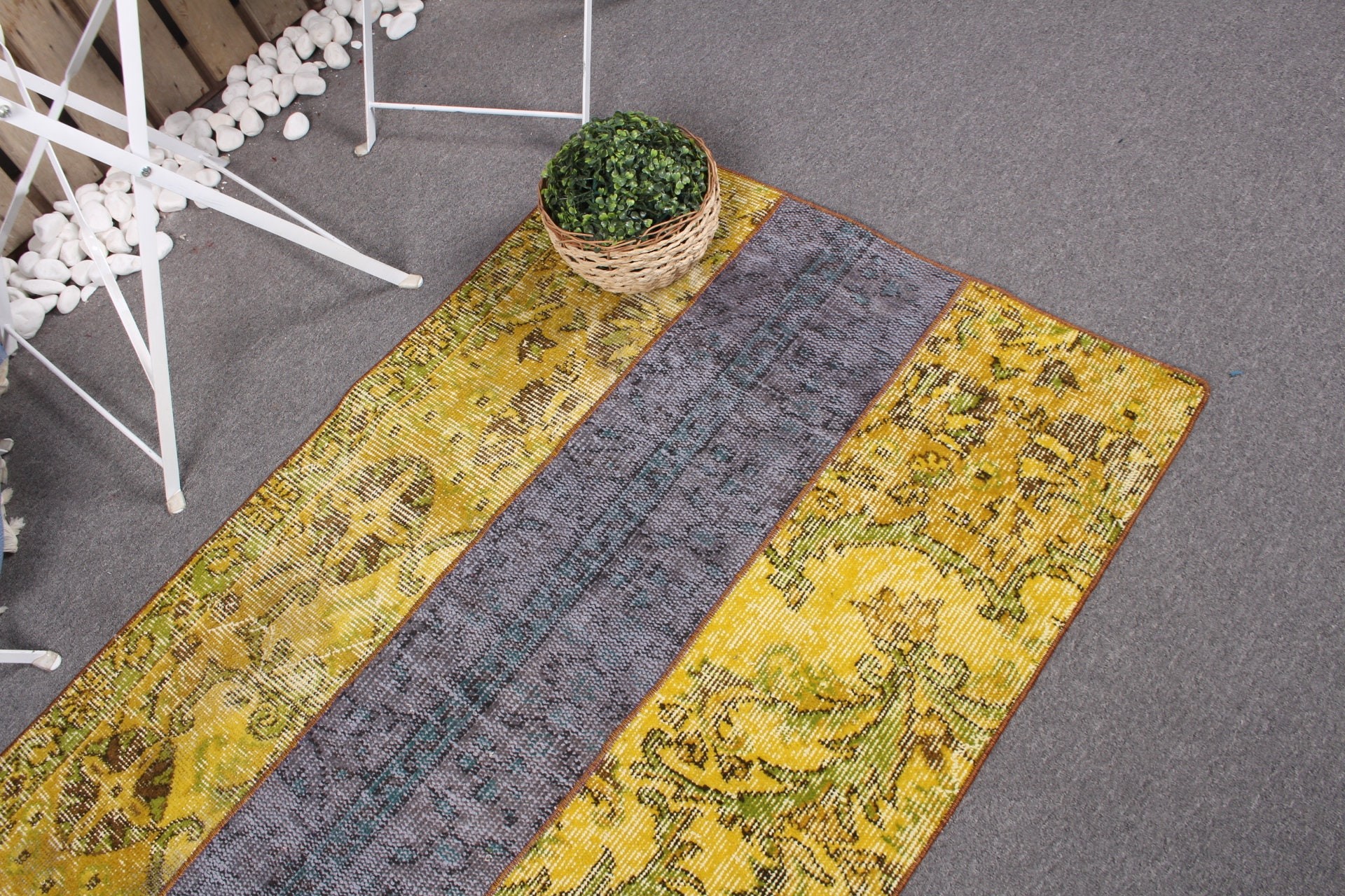 3x4.1 ft Small Rugs, Wall Hanging Rug, Kitchen Rugs, Bathroom Rugs, Pastel Rugs, Yellow Oushak Rug, Vintage Rug, Turkish Rugs