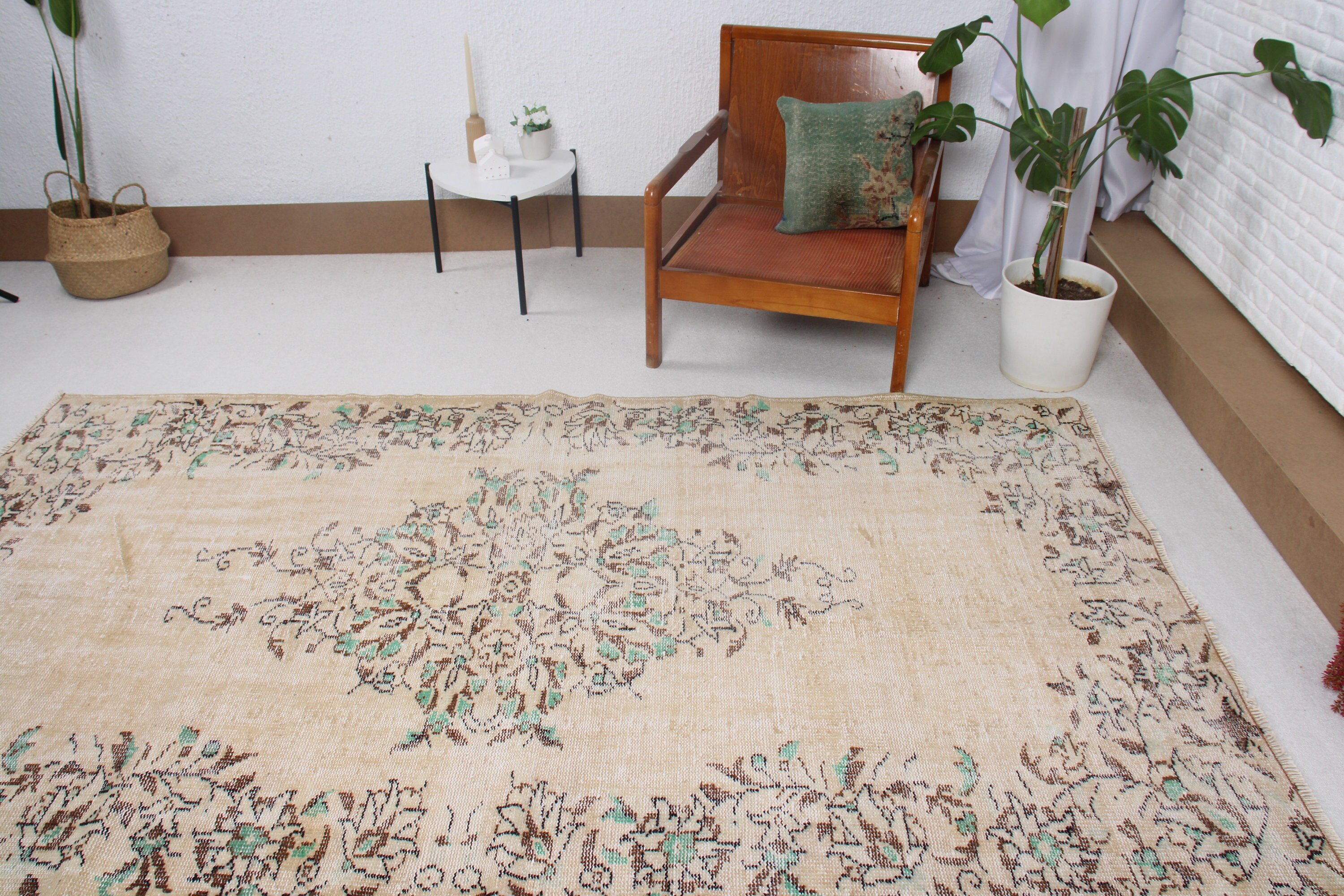 Bedroom Rug, Vintage Rug, Nomadic Rug, Anatolian Rug, Floor Rug, 5.1x8.6 ft Large Rug, Living Room Rug, Turkish Rug, Beige Antique Rug