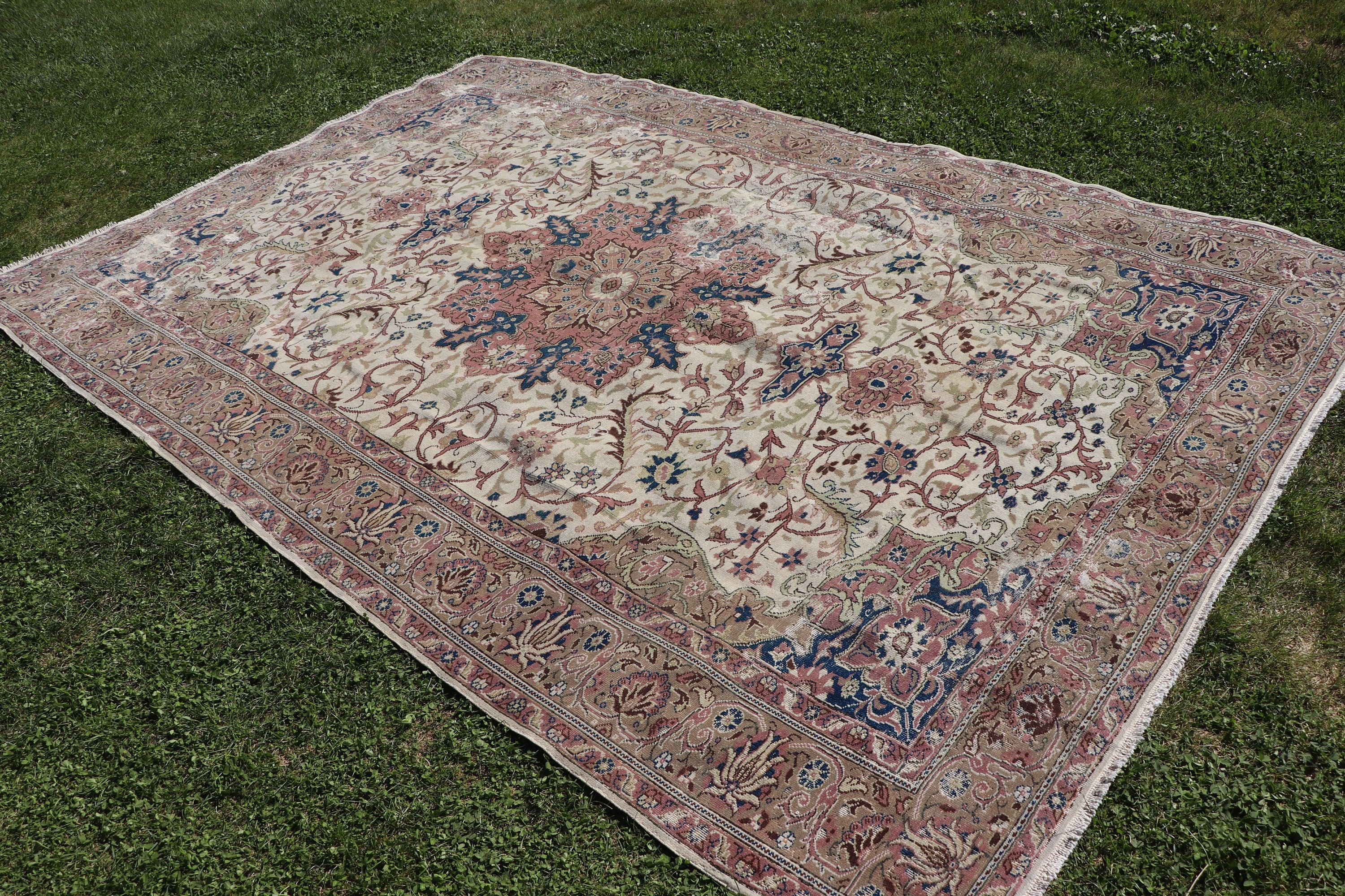 Vintage Halılar, El Dokuma Halılar, 6.5x9.8 ft Büyük Halı, Türk Halısı, Pembe Açıklama Halıları, Lüks Halı, Büyük Vintage Halılar, Büyük Boho Halıları