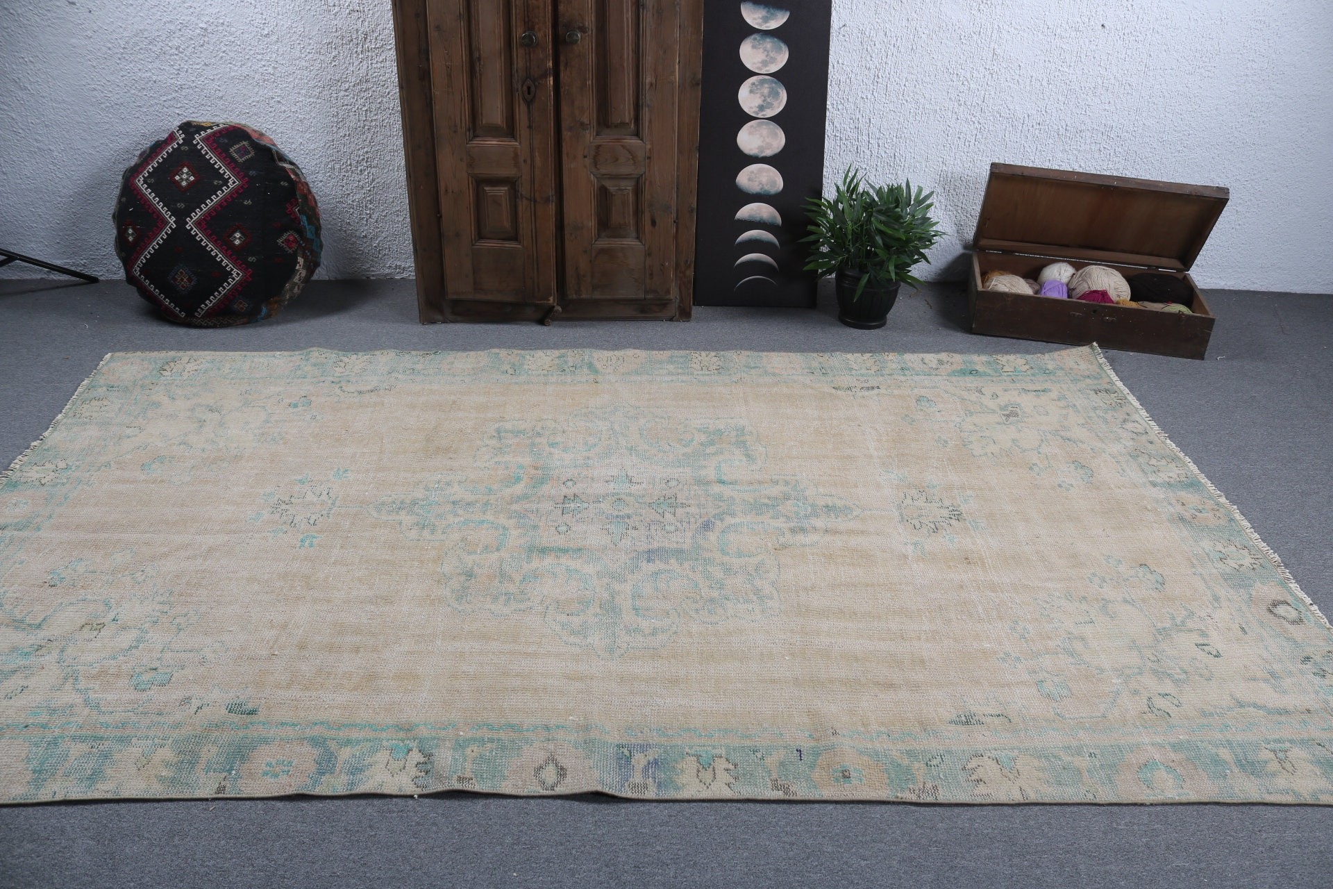 Egzotik Halı, Kahverengi Yatak Odası Halısı, Büyük Boho Halıları, Vintage Halılar, Nötr Halı, 5.8x9.8 ft Büyük Halı, Salon Halısı, Türk Halısı