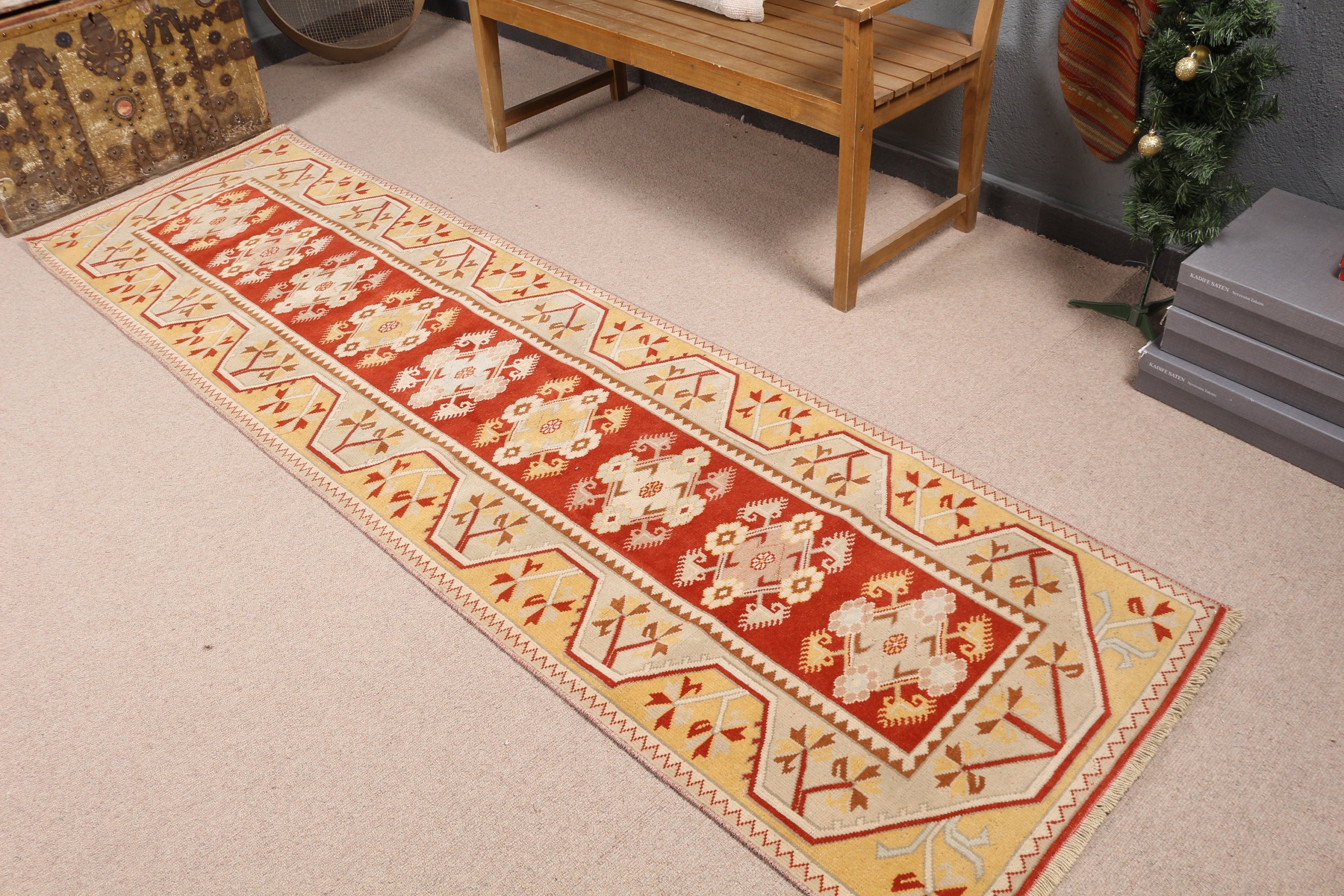 Floor Rugs, Rugs for Hallway, Vintage Rug, Corridor Rug, Yellow Moroccan Rugs, Turkish Rug, 2.6x9.1 ft Runner Rug, Old Rug, Home Decor Rugs