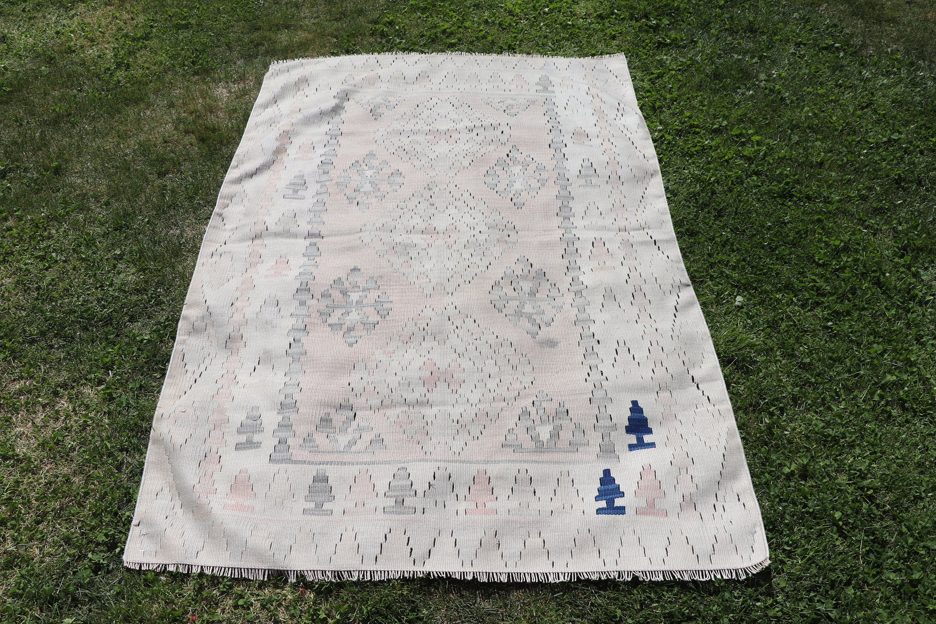 Mavi Düz Dokuma Halı, 3,4x5,5 ft Vurgulu Halılar, Nötr Halılar, Türk Halısı, Yatak Odası Halıları, Vintage Vurgulu Halılar, Kilim, Vintage Halılar, Türkiye Halıları