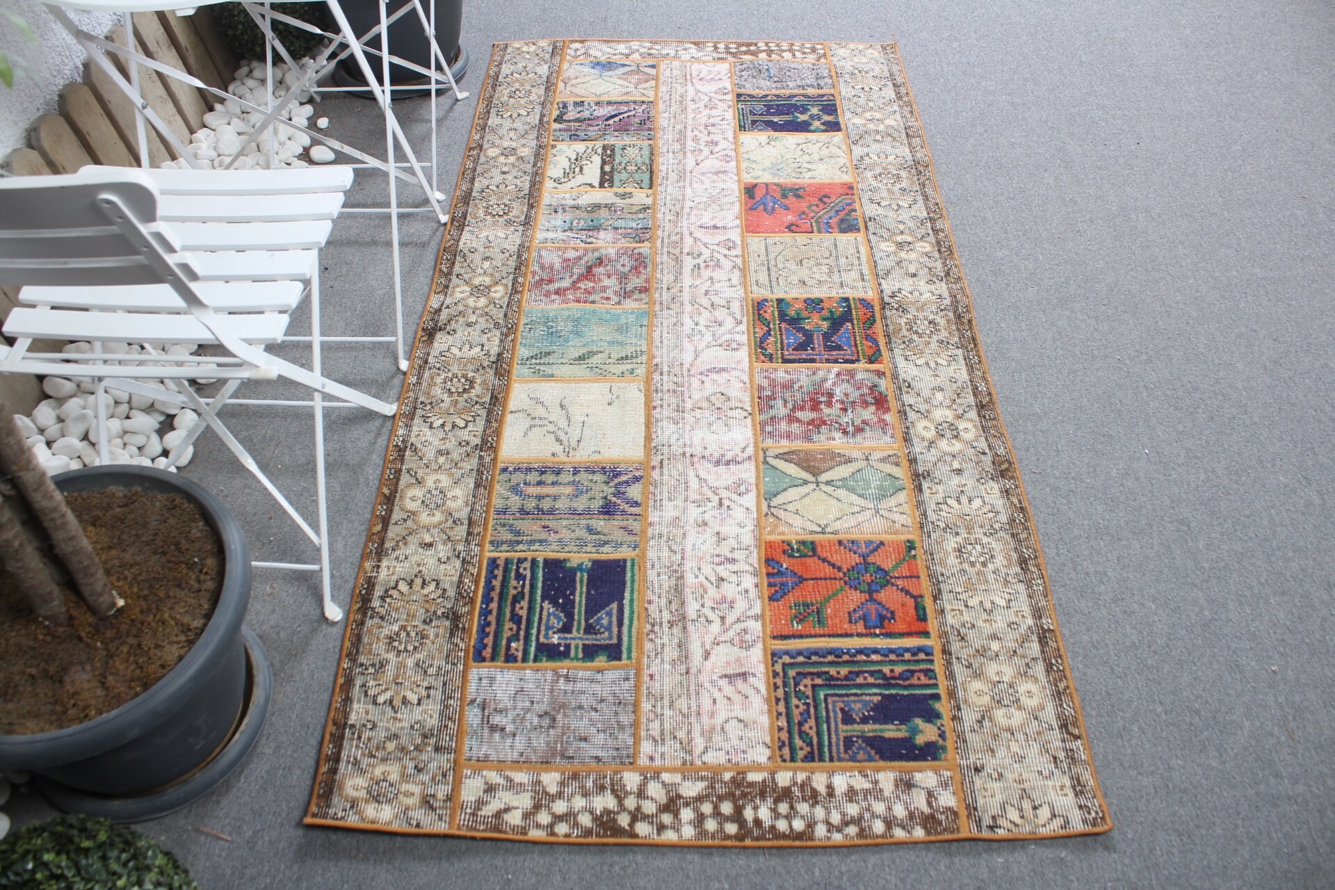 Havalı Halı, Mutfak Halıları, Vintage Halı, Yatak Odası Halısı, Türk Halısı, Giriş Halısı, 3,3x6,7 ft Vurgulu Halılar, Oryantal Halılar, Gökkuşağı Mutfak Halısı