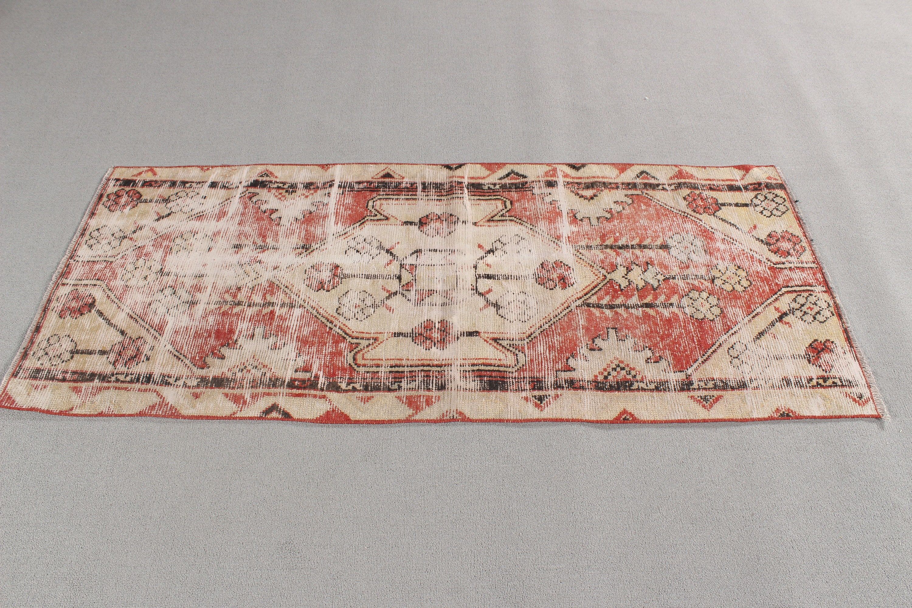 Beige Kitchen Rugs, Wall Hanging Rugs, Kilim, 2.2x5.2 ft Small Rug, Turkish Rug, Vintage Rug, Home Decor Rug, Door Mat Rug