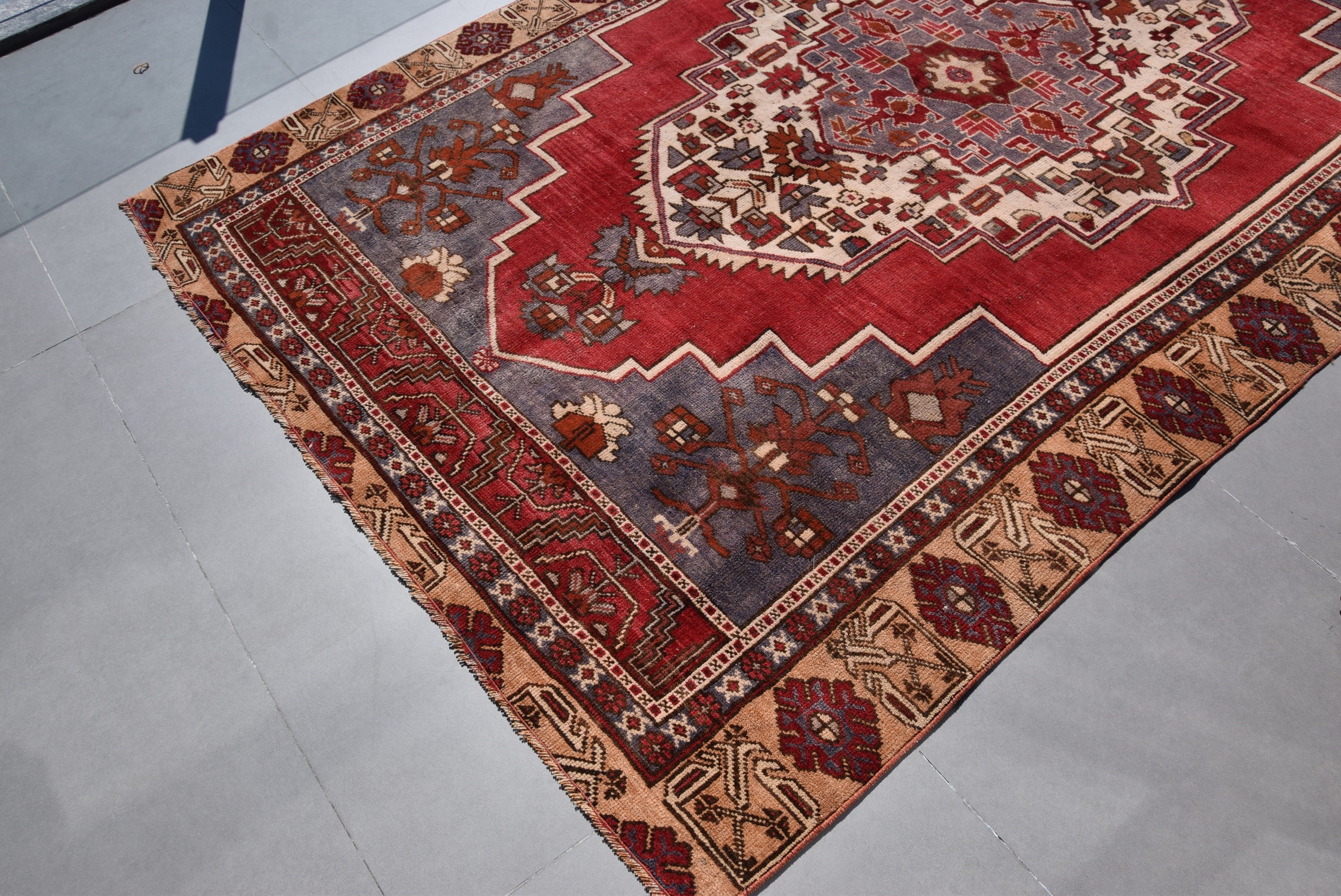 Oturma Odası Halısı, 5.4x9.2 ft Büyük Halılar, Vintage Halı, Yatak Odası Halısı, Oushak Halıları, Fas Halısı, Kırmızı Ev Dekor Halısı, Doğal Halılar, Türk Halısı