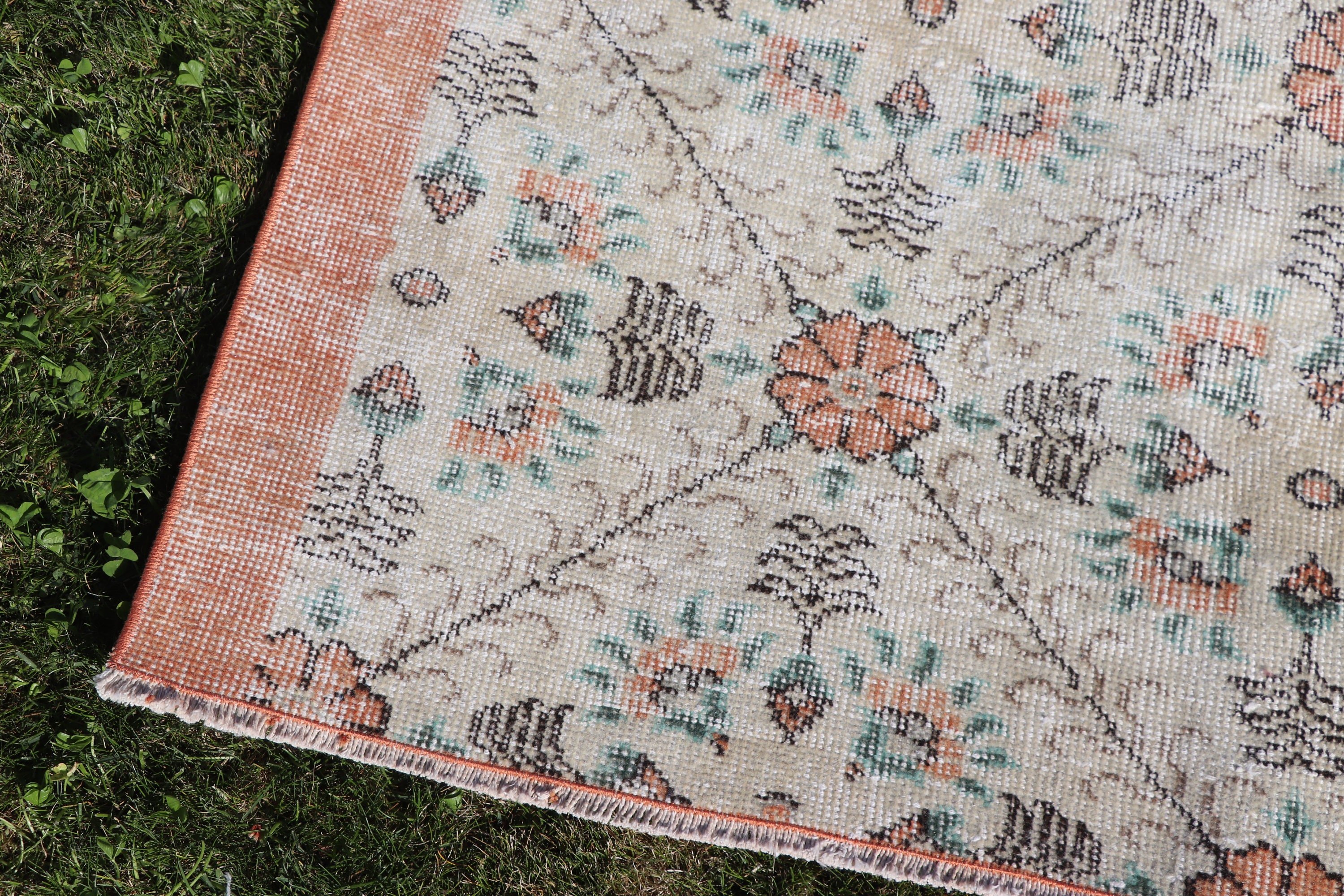 Turkish Rugs, Boho Rug, Decorative Rug, Kitchen Rug, Neutral Rug, Rugs for Entry, Vintage Rugs, Beige Geometric Rug, 3.7x6.3 ft Accent Rugs