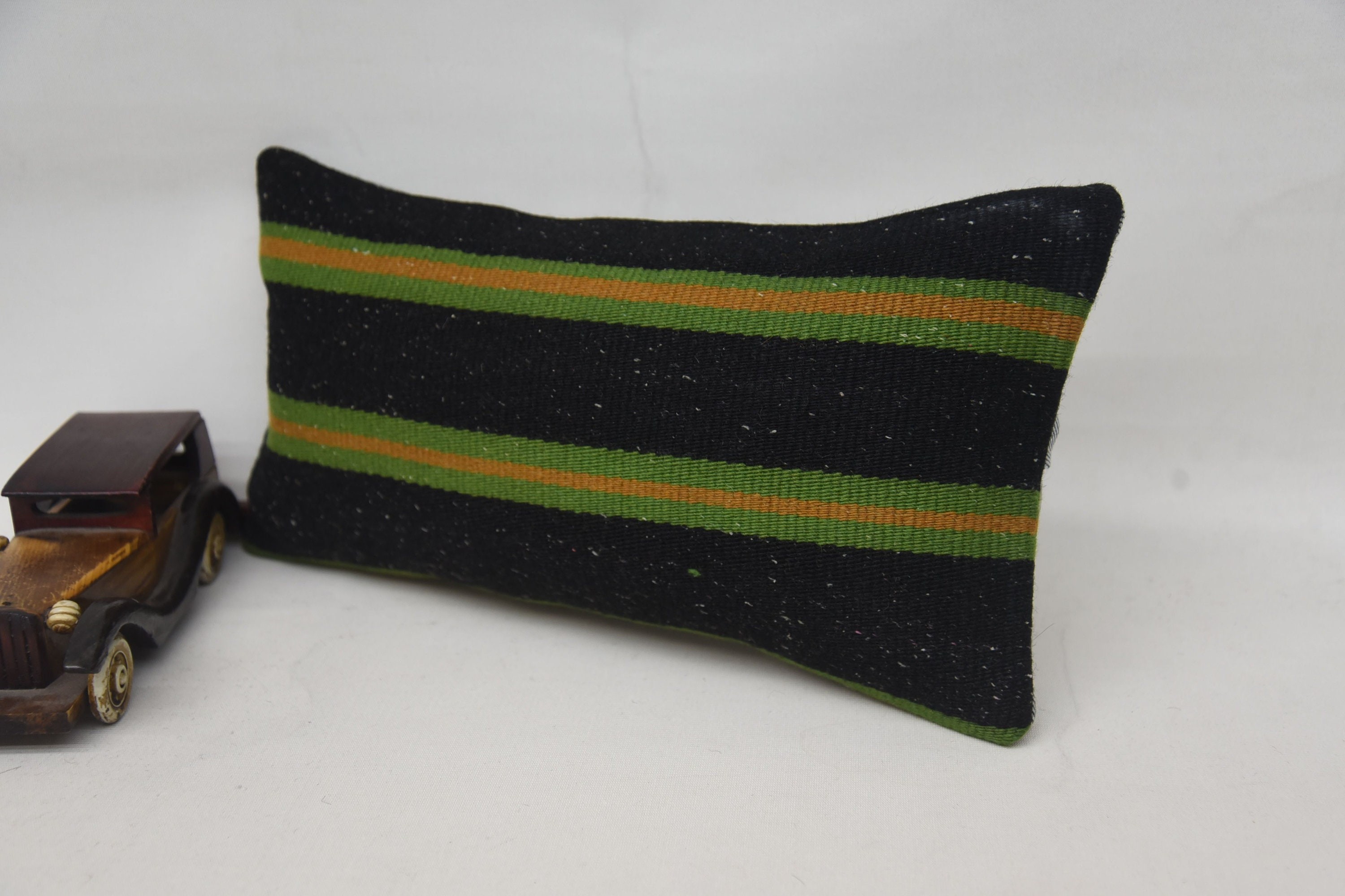 Kilim Pillow, Customized Pillow, Pillow for Sofa, Accent Throw Cushion, Kilim Cushion Sham, 8"x16" Green Pillow Sham