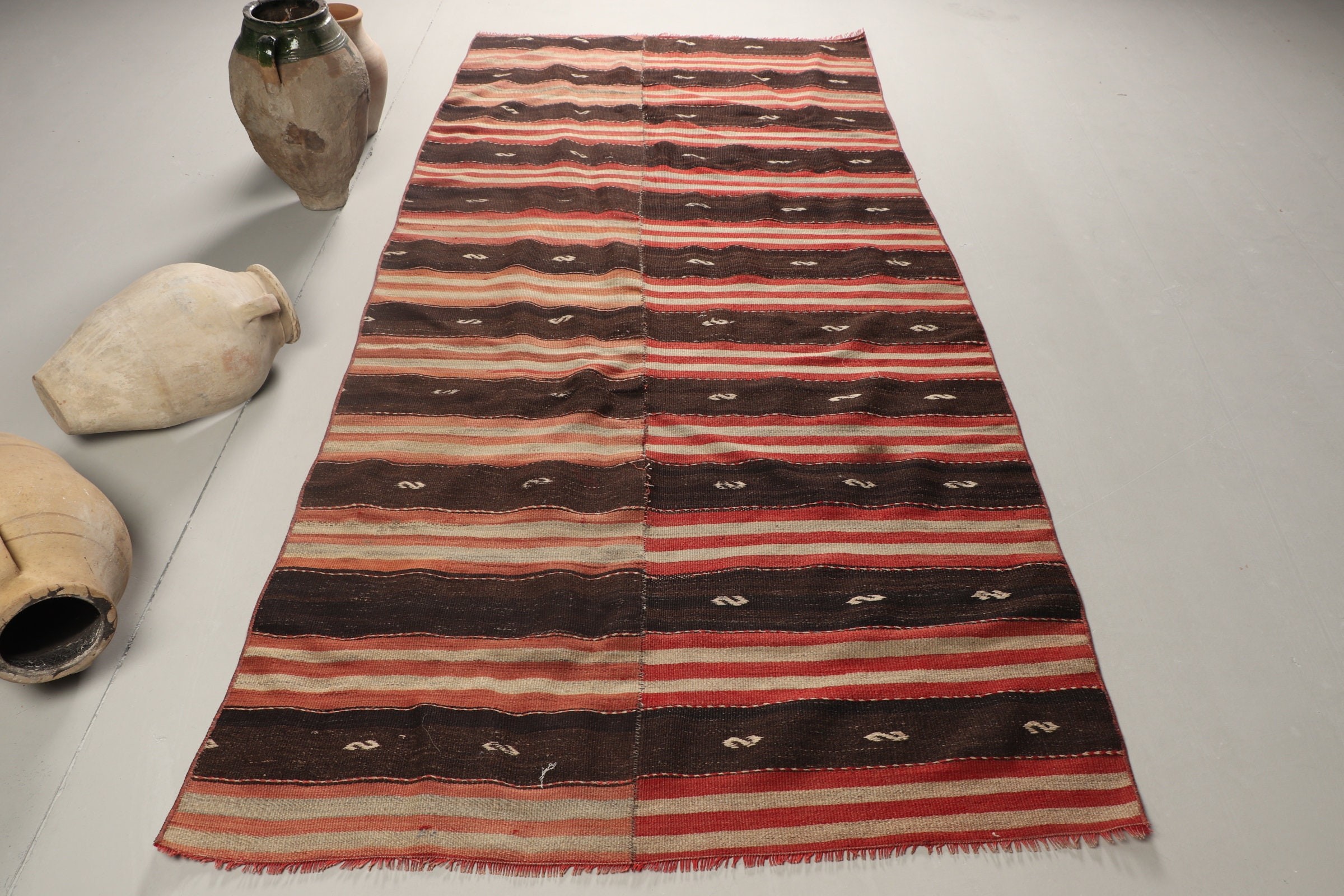 Oushak Rug, Black Floor Rugs, Vintage Rug, Dining Room Rug, Kilim, Home Decor Rugs, Turkish Rug, 4.5x9.5 ft Large Rug, Living Room Rug