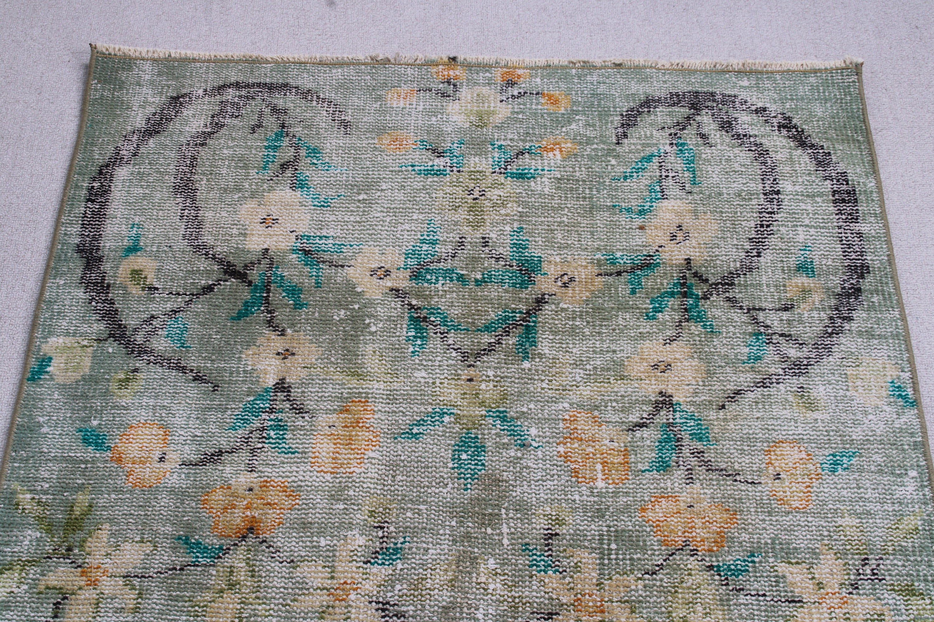 Entry Rugs, Bohemian Rugs, Green Flatweave Rugs, 2.9x6.9 ft Accent Rug, Wool Rug, Rugs for Kitchen, Vintage Rug, Luxury Rug, Turkish Rug