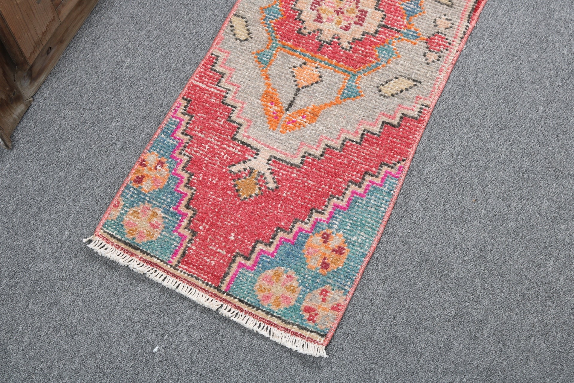 Kırmızı Havalı Halılar, Küçük Boho Halı, Ofis Halısı, 1.2x3.1 ft Küçük Halı, Vintage Halılar, Mutfak Halıları, Yatak Odası Halıları, Antika Halılar, Türk Halıları