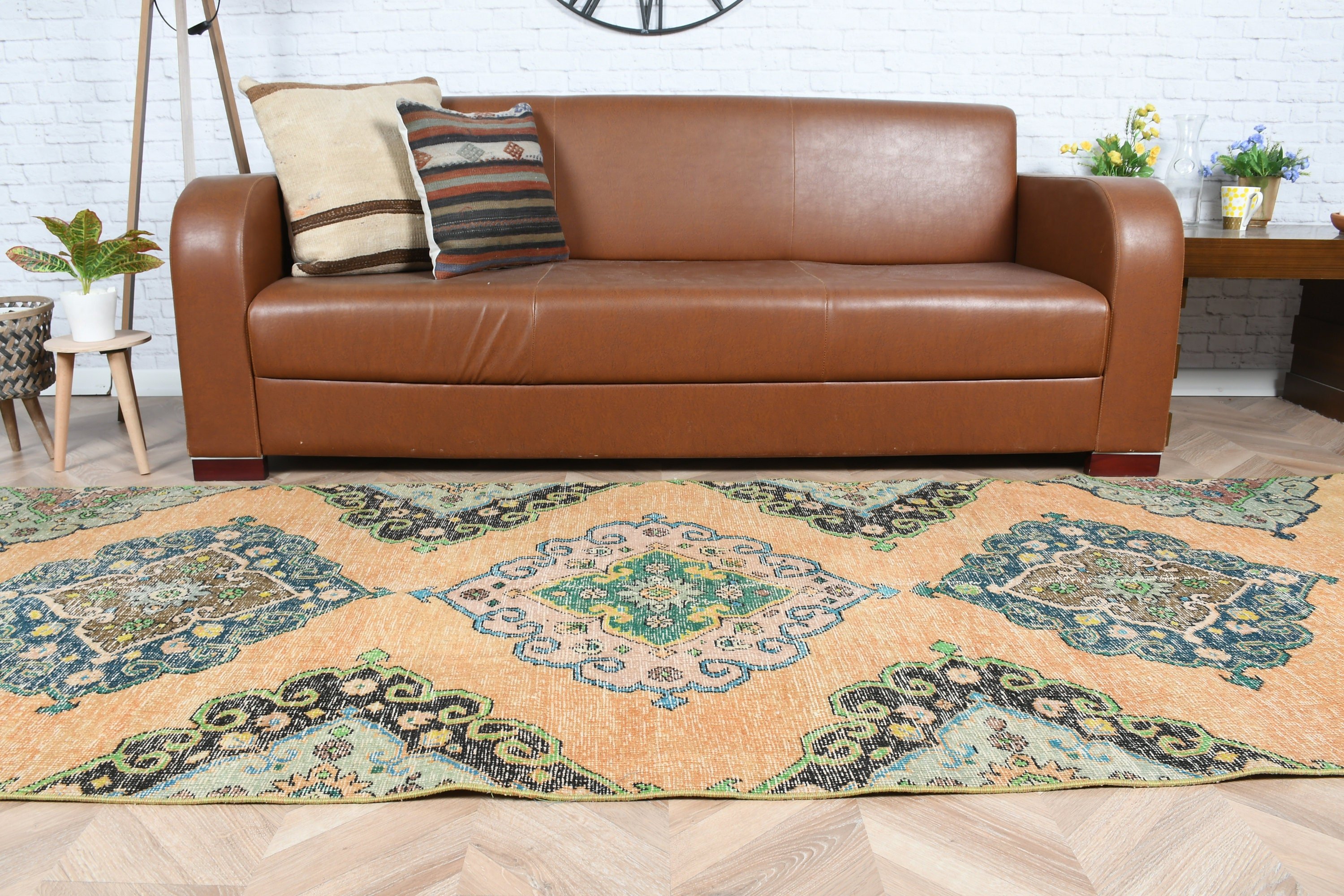 Yatak Odası Halısı, Koridor Halısı, Turuncu Oushak Halıları, 3,5x13,2 ft Runner Halısı, Türk Halısı, Vintage Halı, Yurt Halıları, Mutfak Halısı, Fas Halıları