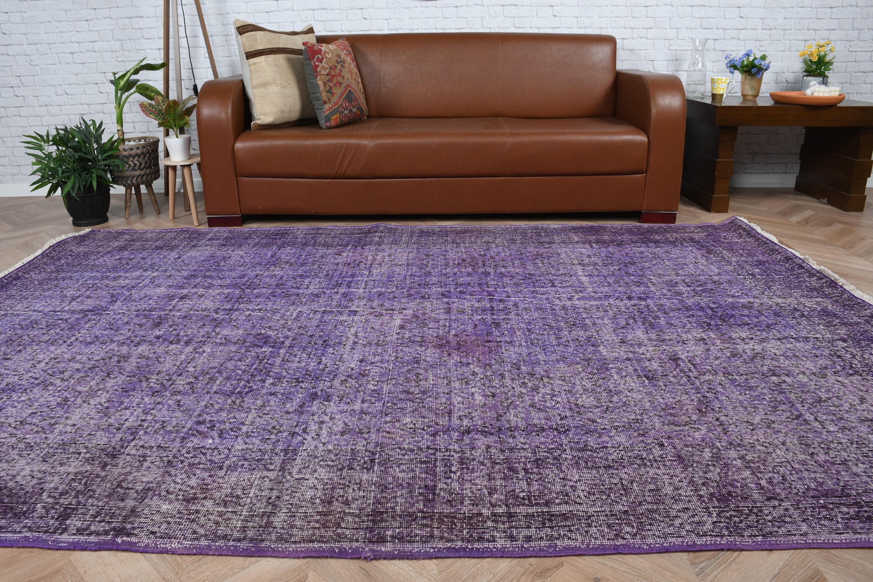 Home Decor Rugs, Living Room Rugs, Cool Rug, Rugs for Bedroom, 6.3x9.1 ft Large Rugs, Purple Bedroom Rug, Vintage Rug, Turkish Rugs