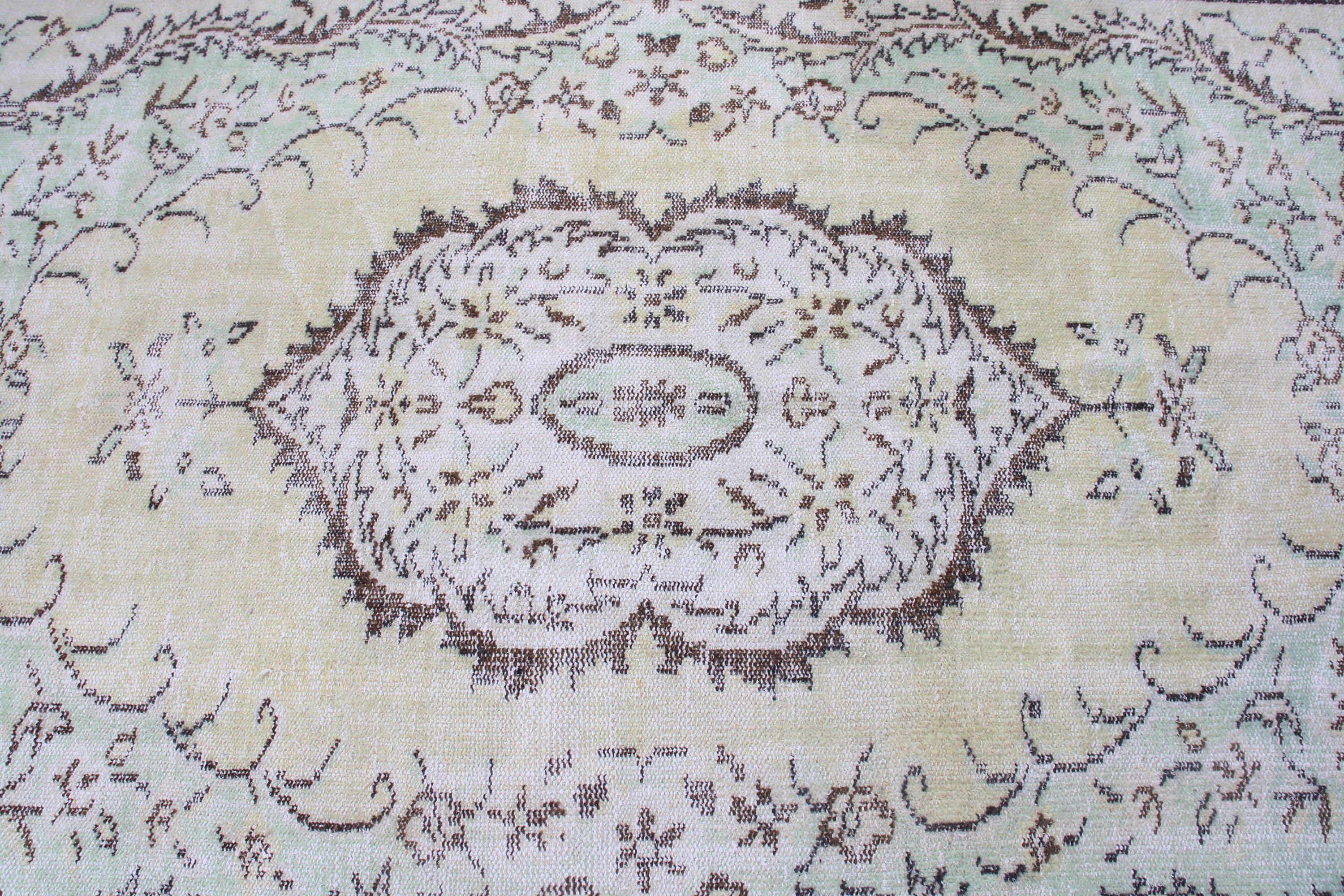 Fas Halıları, Vintage Halılar, Oturma Odası Halısı, Büyük Oushak Halısı, Türk Halısı, Bej Antika Halı, 5.3x8.6 ft Büyük Halı, Havalı Halılar, Boho Halısı