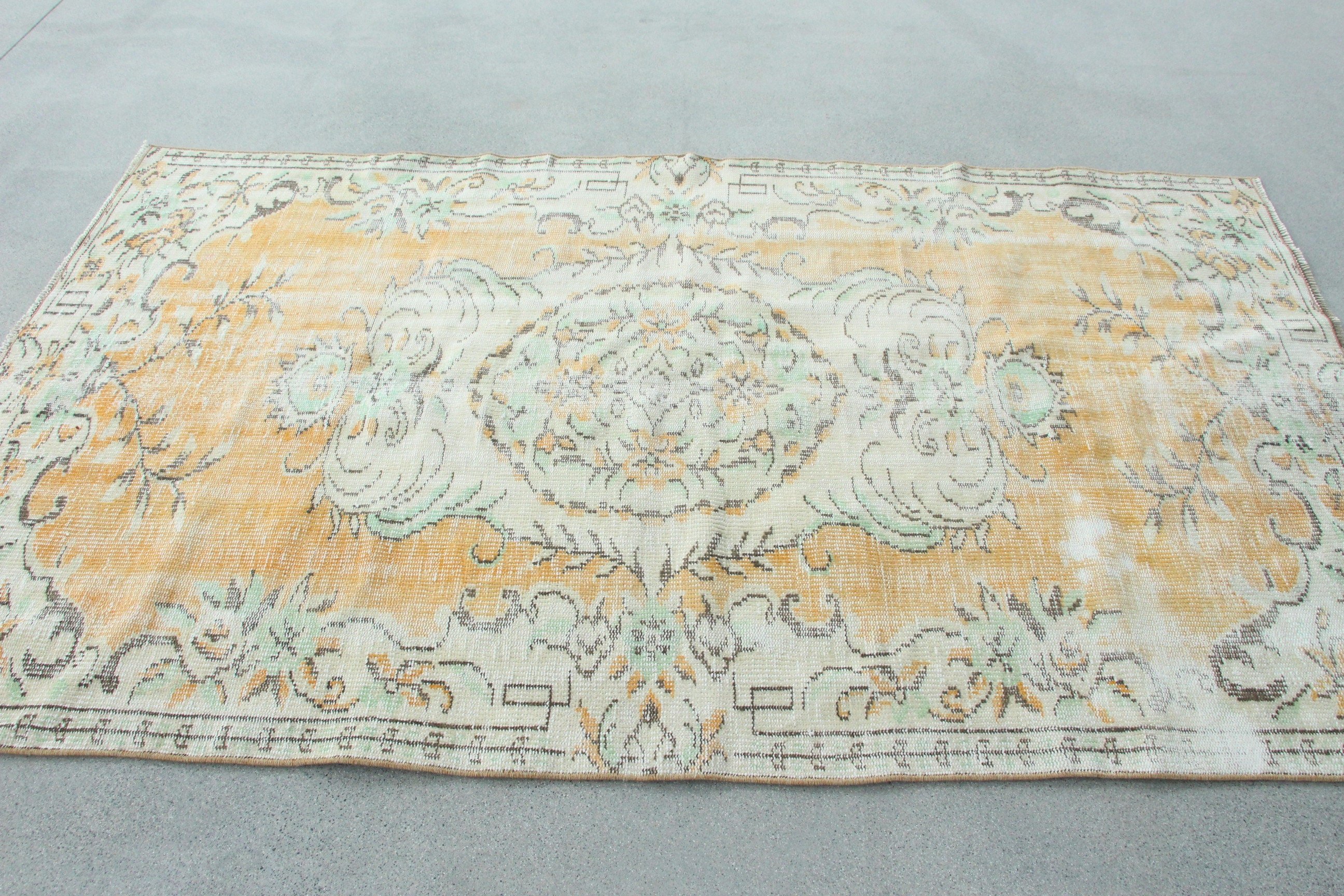 Cool Rugs, Orange Oushak Rug, Nursery Rug, 4.3x7.7 ft Area Rugs, Dorm Rug, Vintage Rug, Rugs for Indoor, Turkish Rugs, Oriental Rug