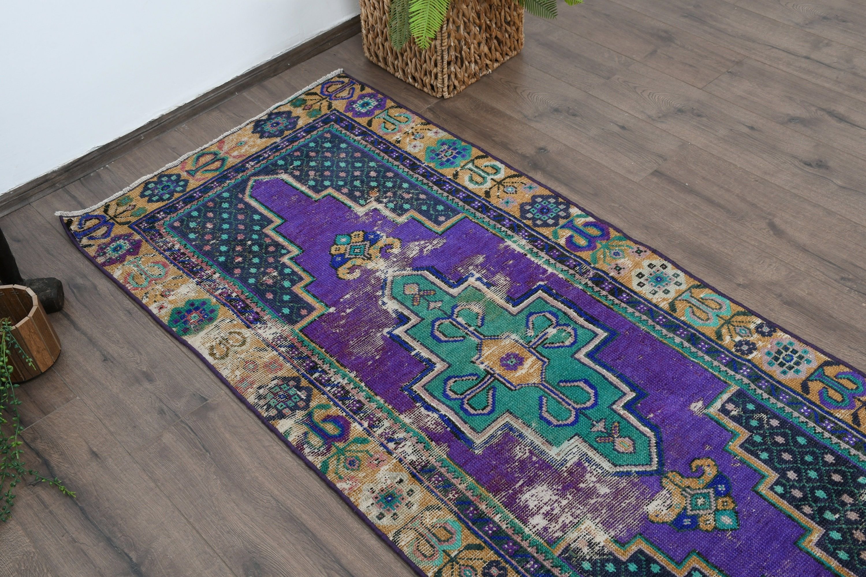 Purple Antique Rug, 2.6x6 ft Accent Rug, Vintage Rug, Boho Rug, Turkish Rugs, Bedroom Rug, Moroccan Rug, Kitchen Rug, Oriental Rugs